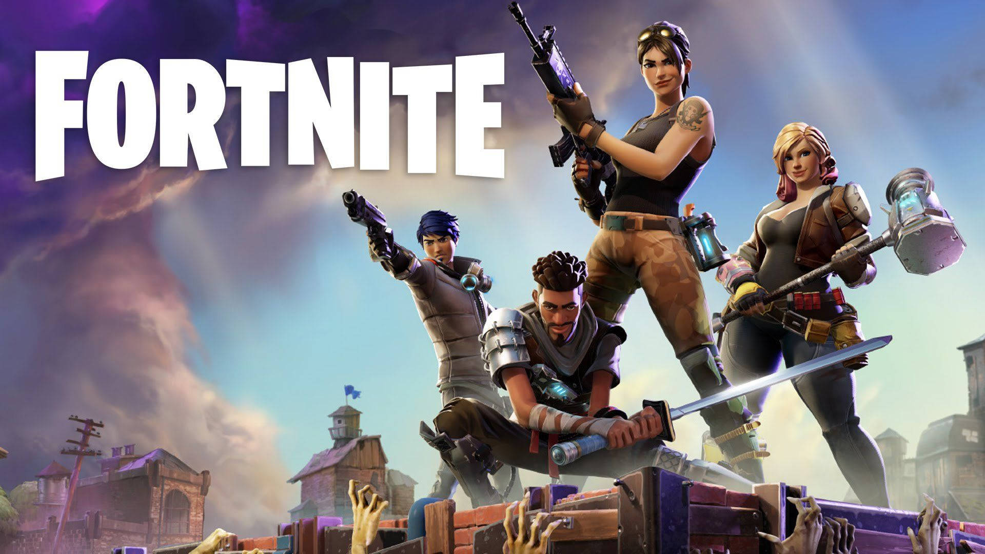Hình nền HD bốn nhân vật sống sót cuối cùng của Fortnite trong chế độ Save the World.