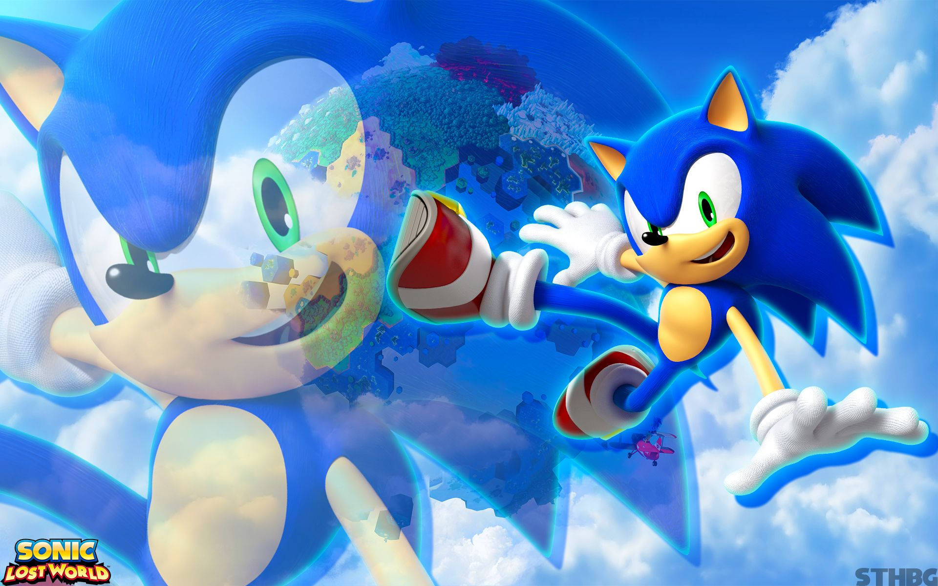 Hình nền chú nhím xanh năng động Sonic trong game Sonic Lost World.