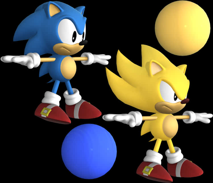 Sonic và Super Sonic tạo dáng Hình nền
