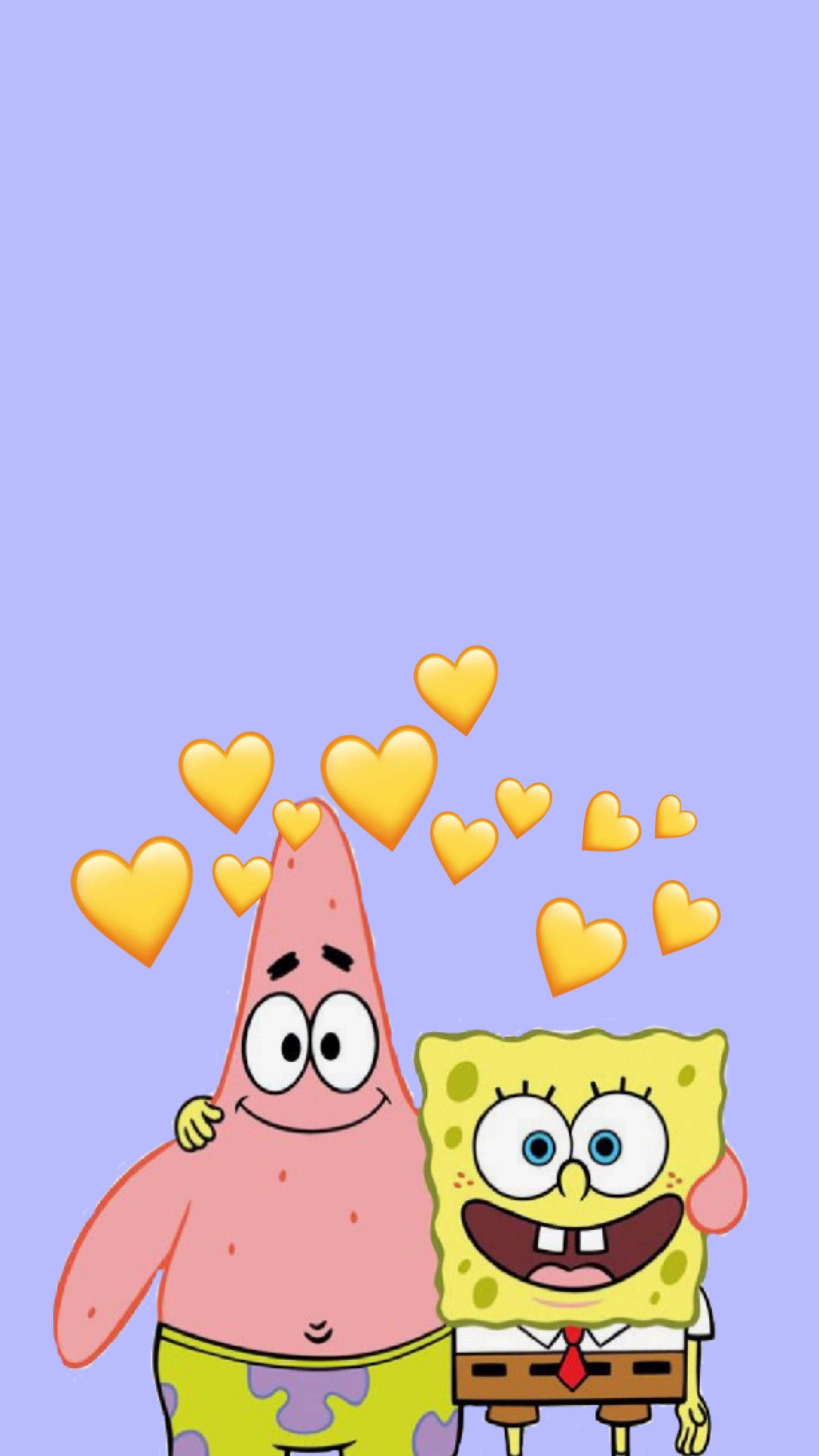 SpongeBob và Patrick trên nền xanh pastel Hình nền