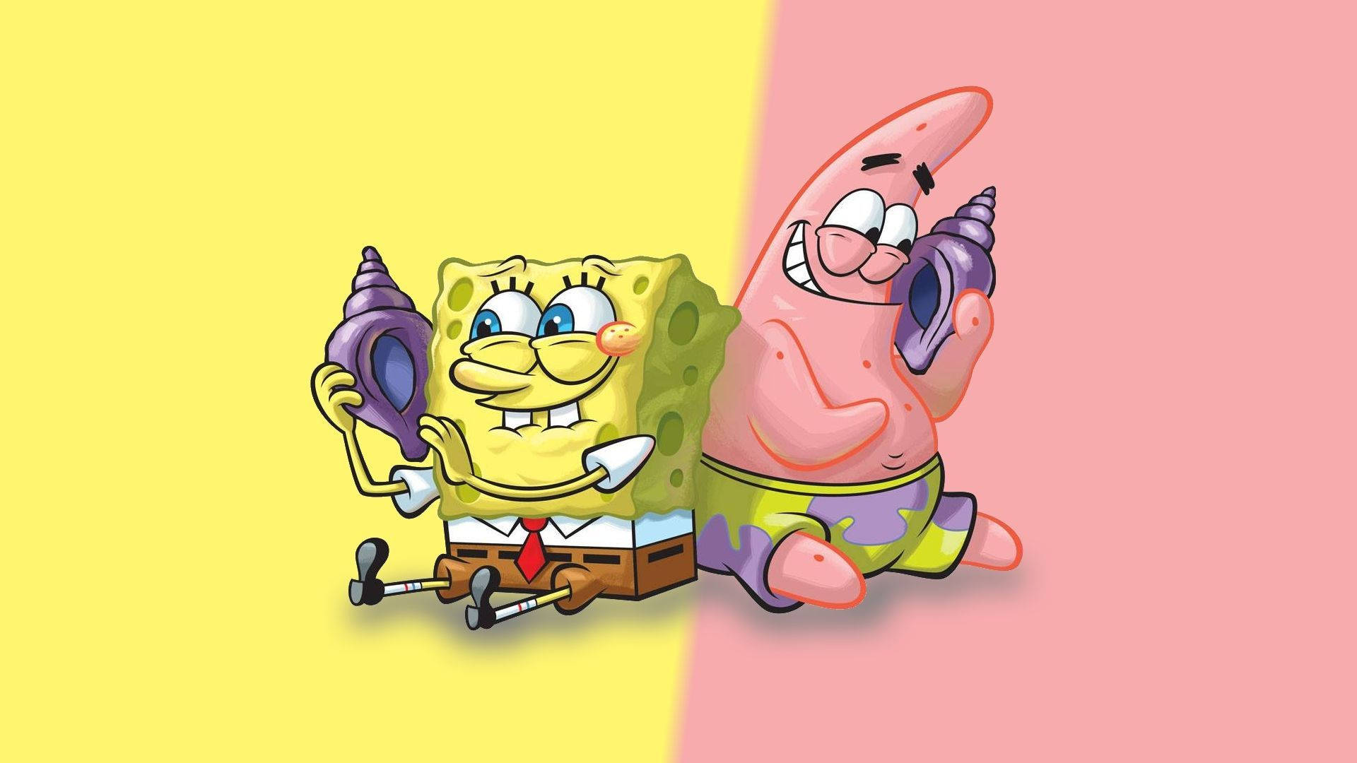 SpongeBob và Patrick màu vàng và hồng Hình nền