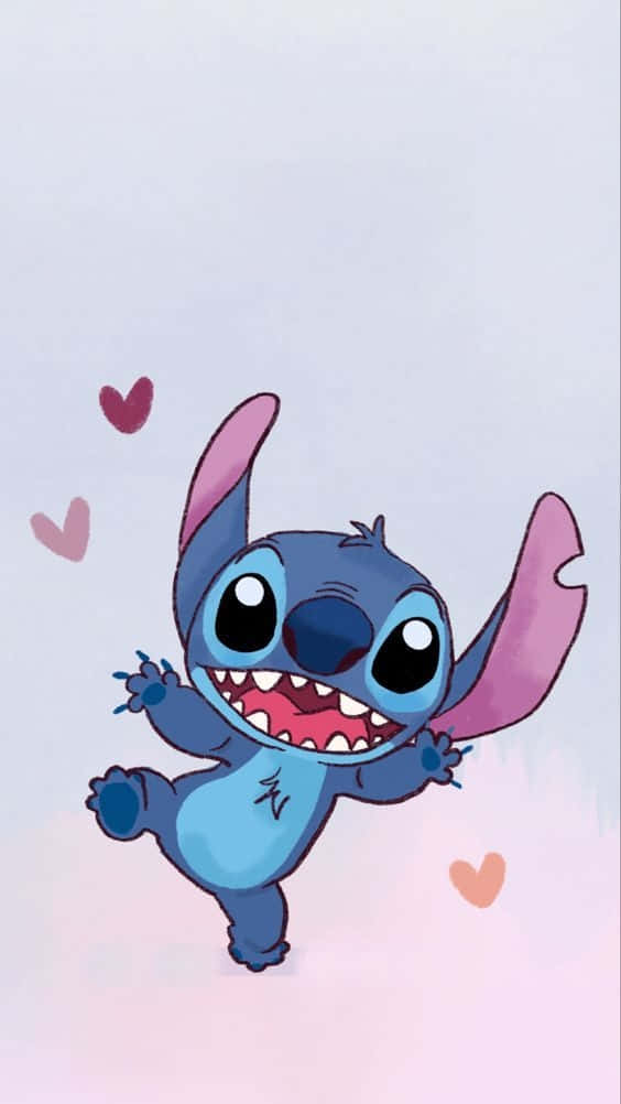Stitch đáng yêu với trái tim Hình nền
