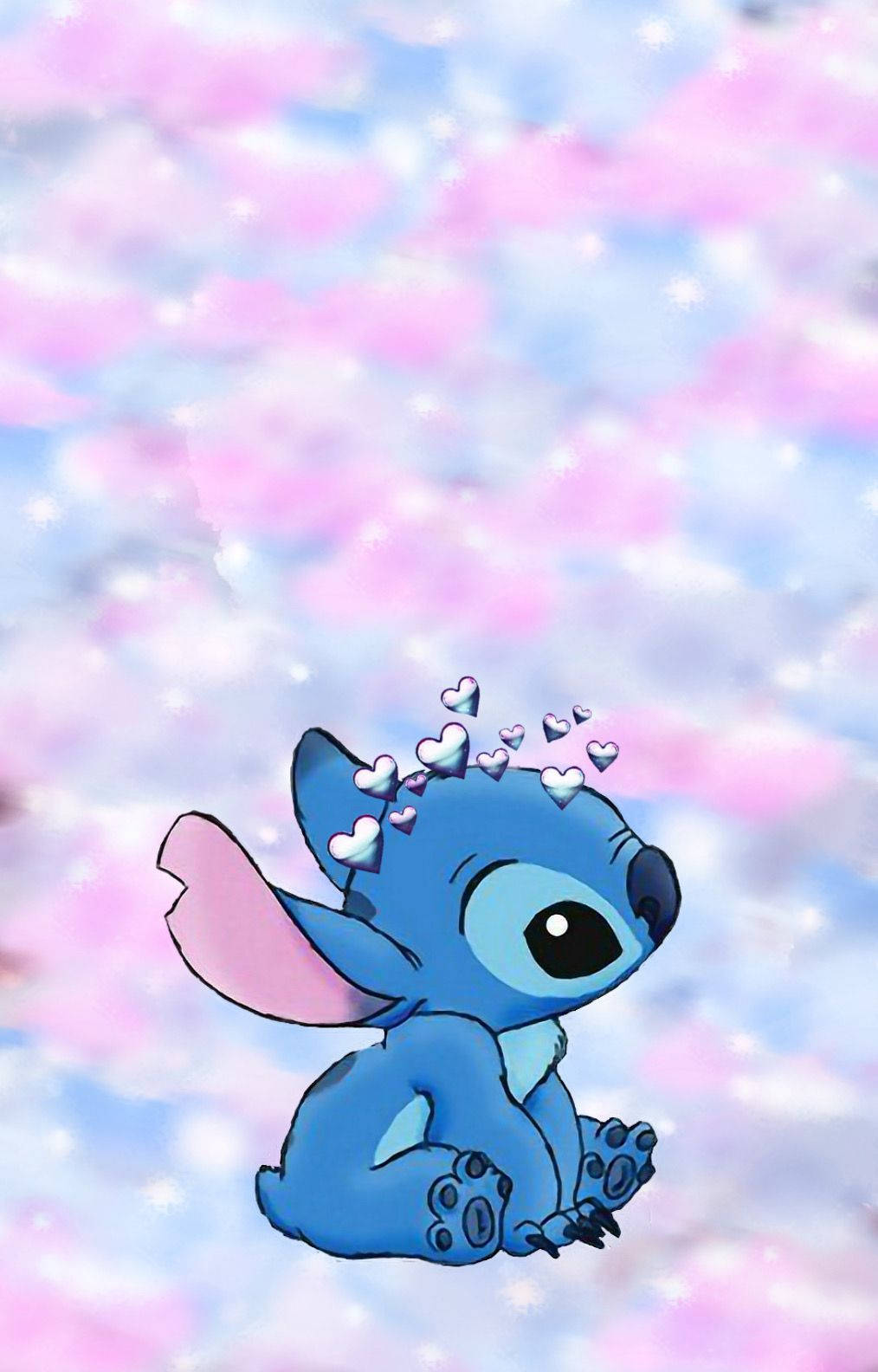 Stitch dễ thương trên mây kẹo bông gòn Hình nền