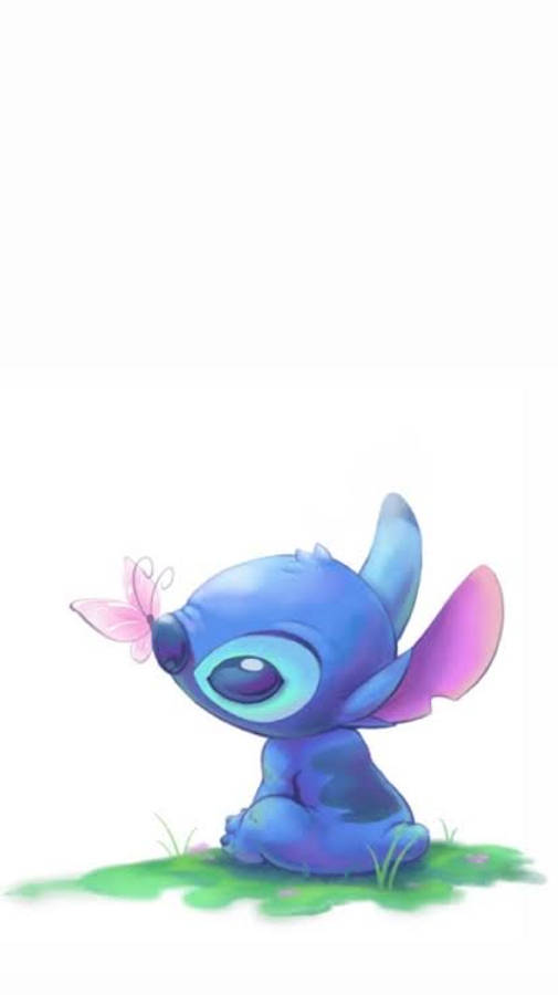 Stitch và chú bướm hồng Hình nền