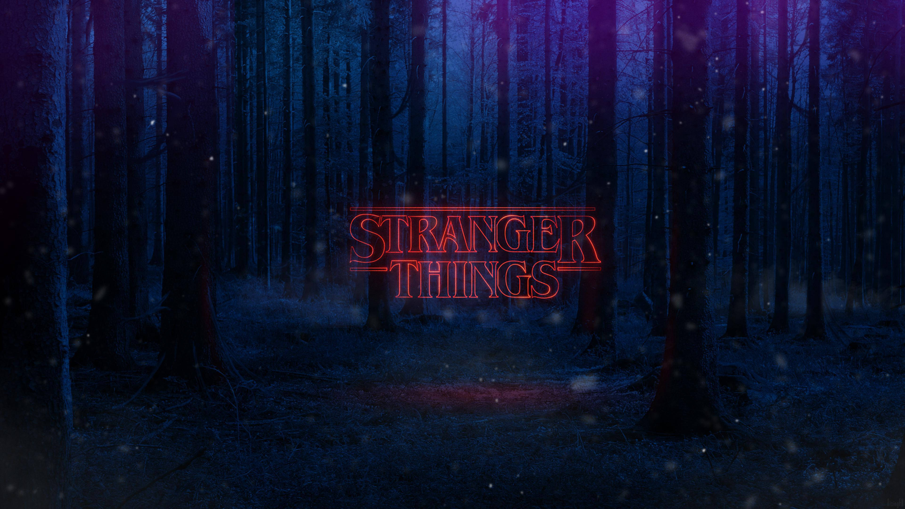 Stranger Things 4K Chữ Hiệu Trong Rừng Hình nền