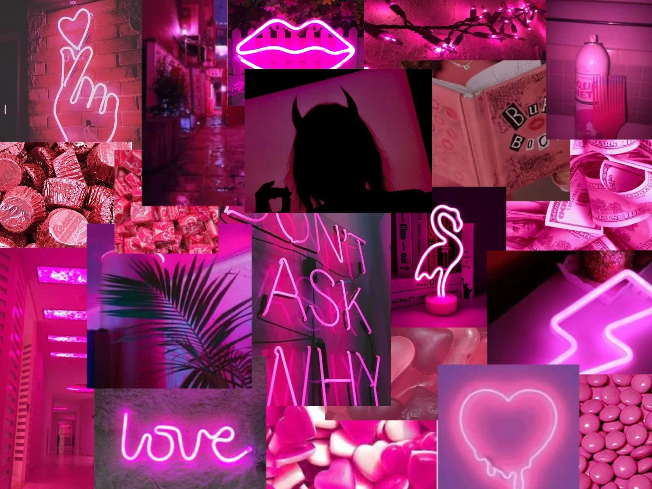 Sự rực rỡ của ánh sáng Neon hồng dịu nhẹ Hình nền