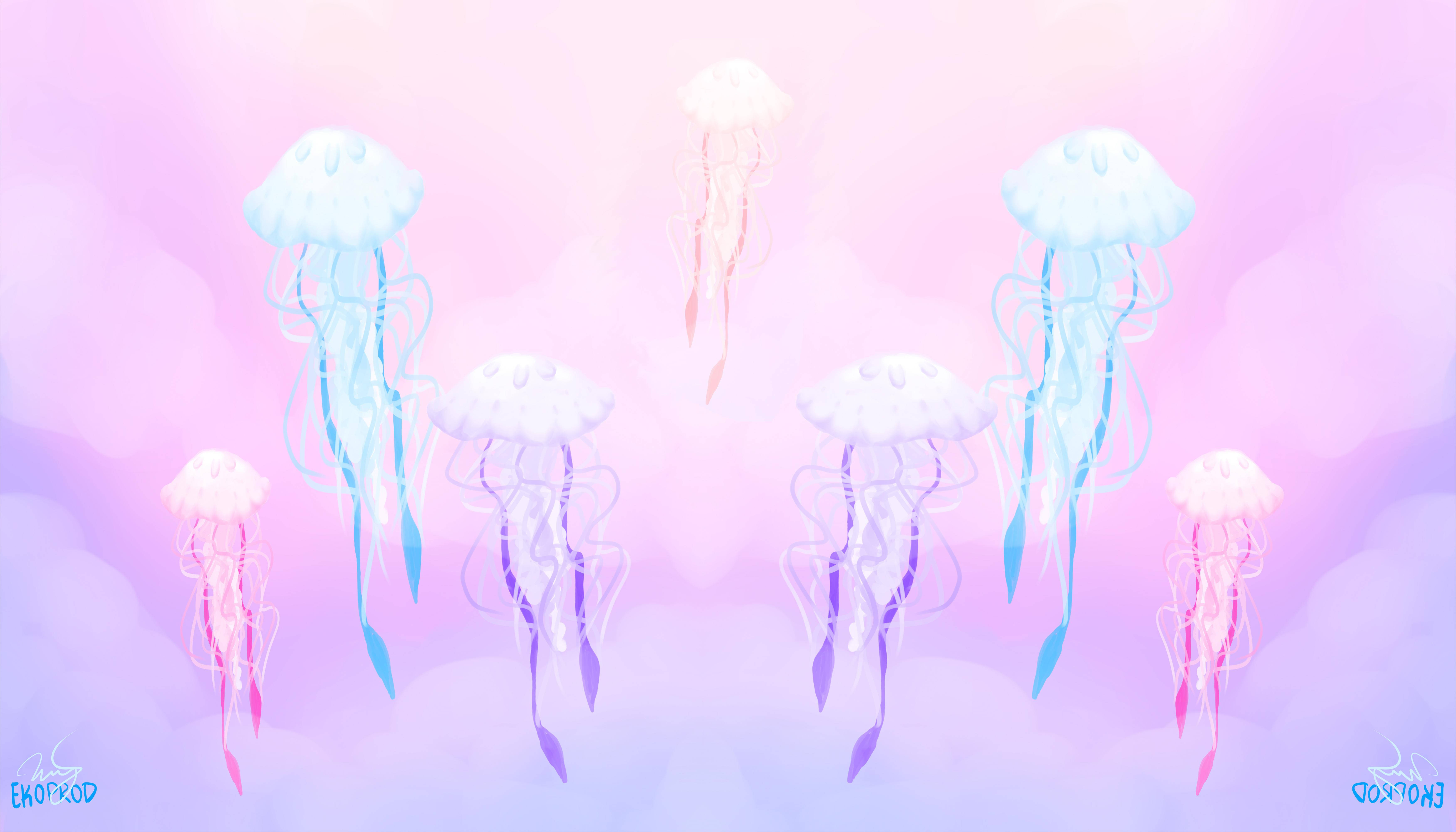 Sứa Trong Nghệ Thuật Pastel Gore Hình nền