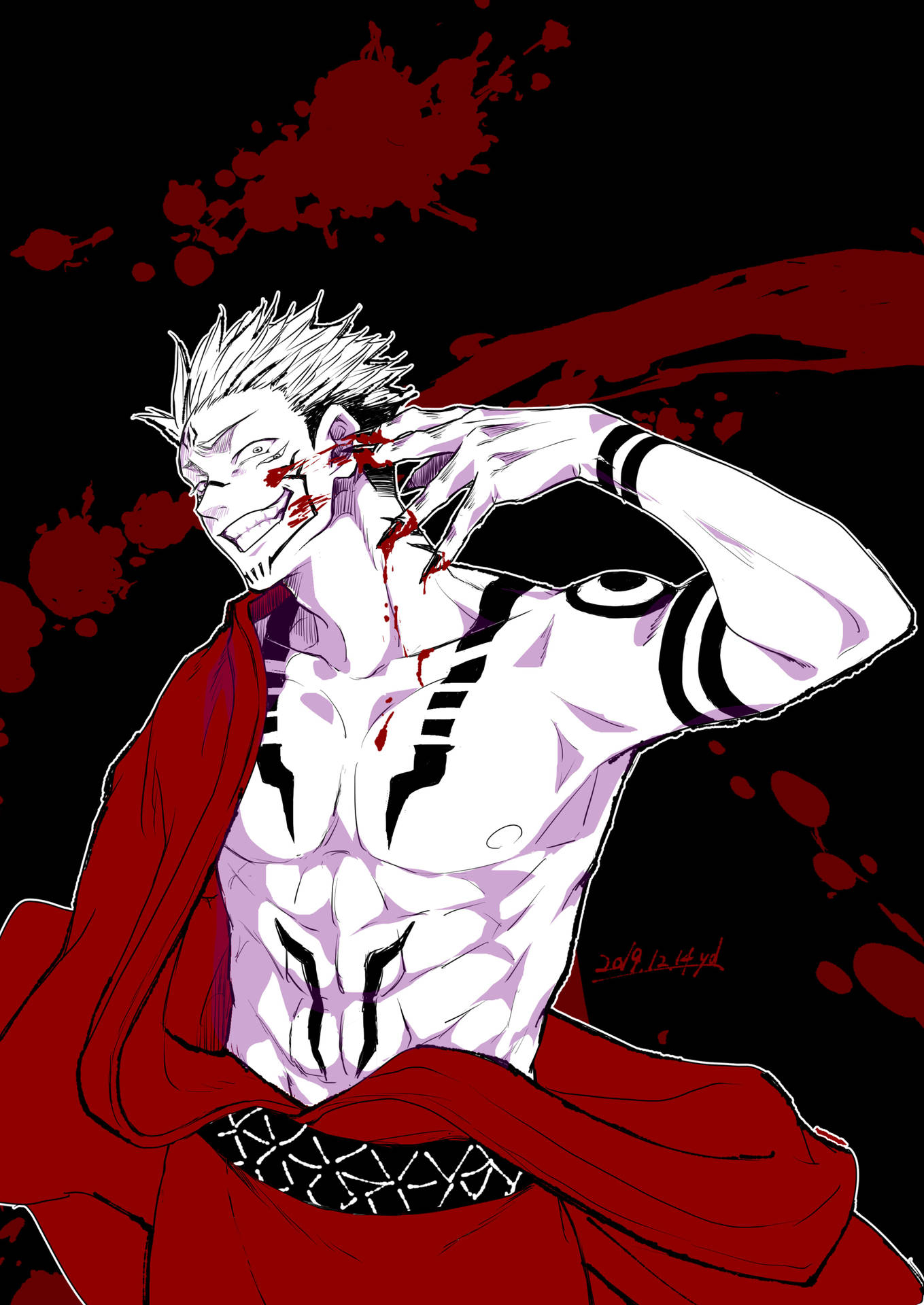 Hình nền Sukuna của Jujutsu Kaisen trong Yukata đỏ — Jujutsu Kaisen Hình nền