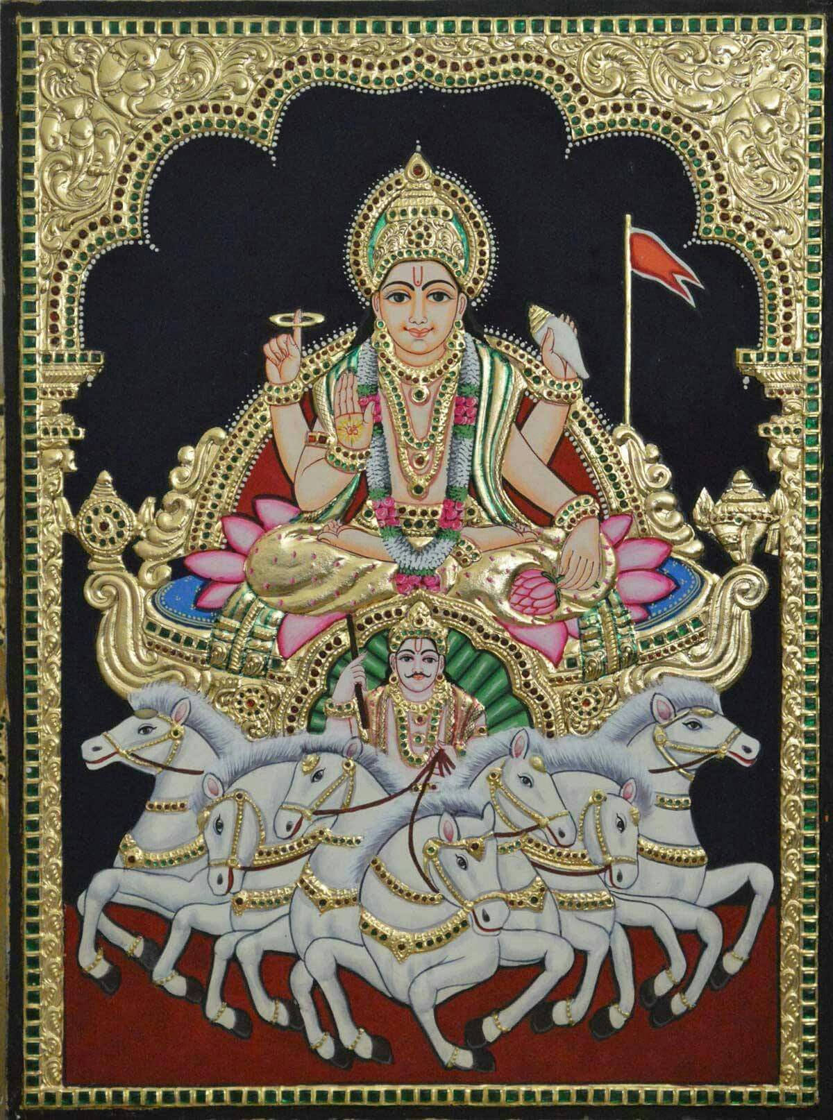 Surya Bhagwan với khung trang trí tinh xảo Hình nền
