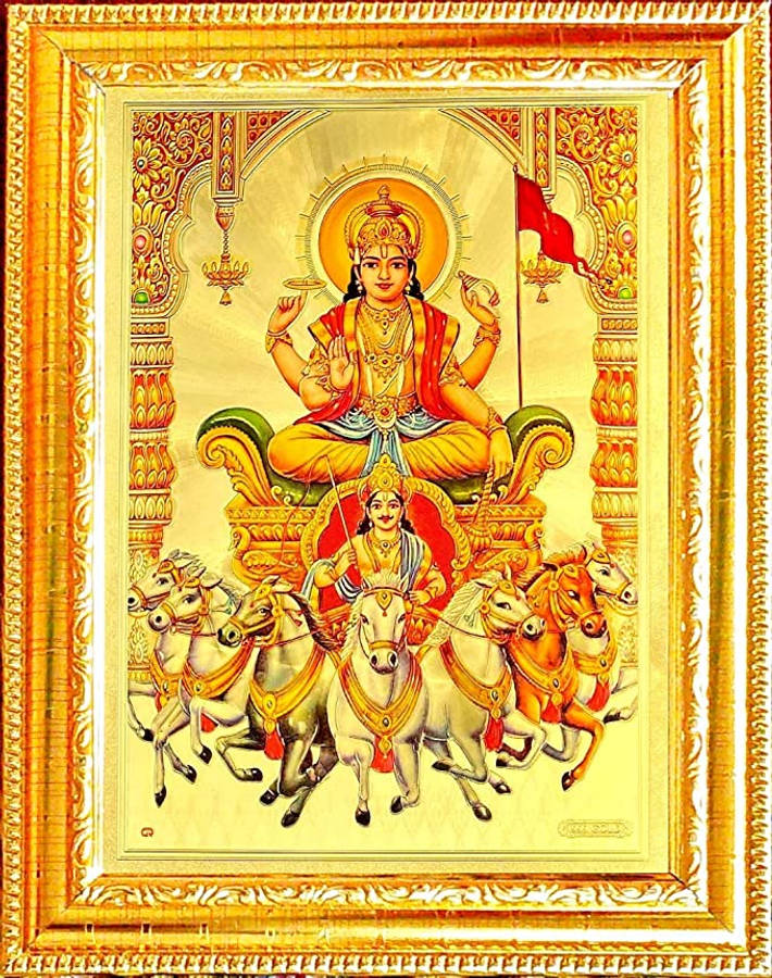 Surya Bhagwan Với Khung Vàng Hình nền