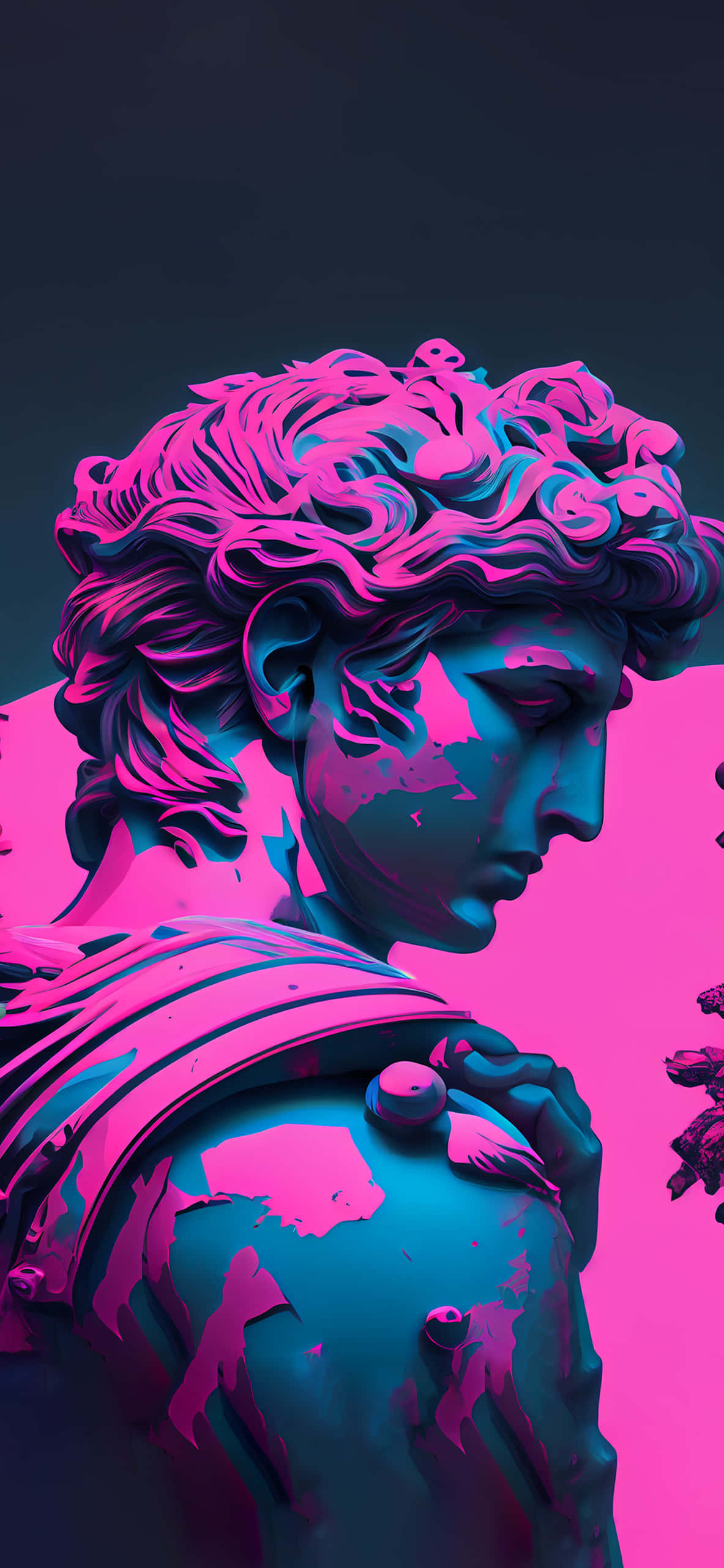 Tác phẩm điêu khắc Michelangelo Vaporwave Vector Artwork Nền Hình nền
