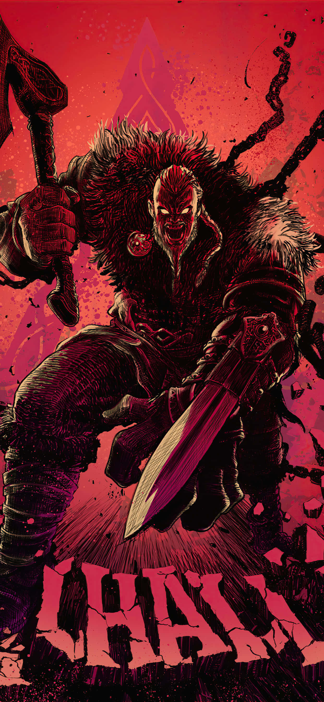 Hình nền Tác phẩm nghệ thuật số Eivor cho iPhone Xs Max – Assassin's Creed Valhalla Hình nền