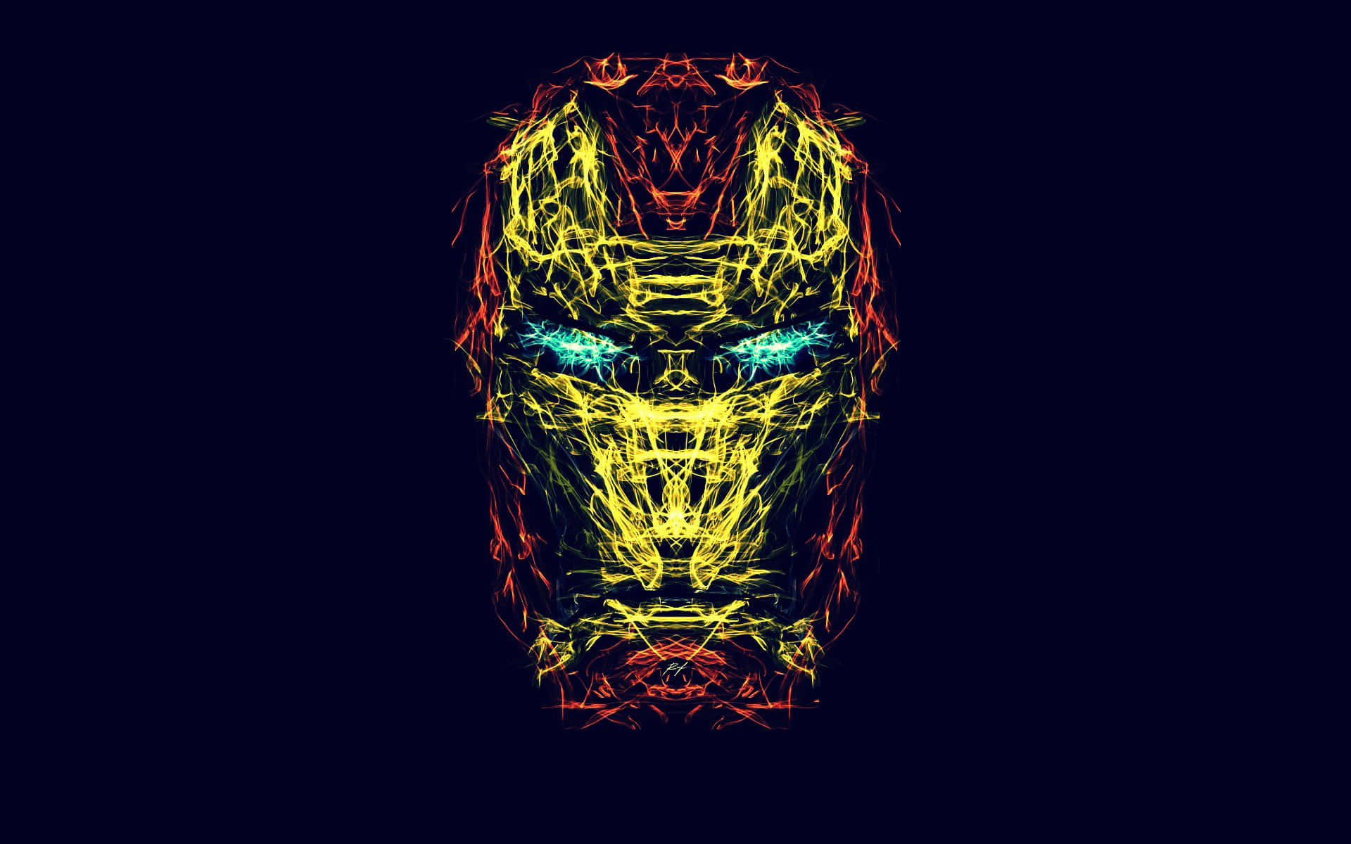 Tác phẩm nghệ thuật ánh sáng Iron Man trên nền đen Hình nền