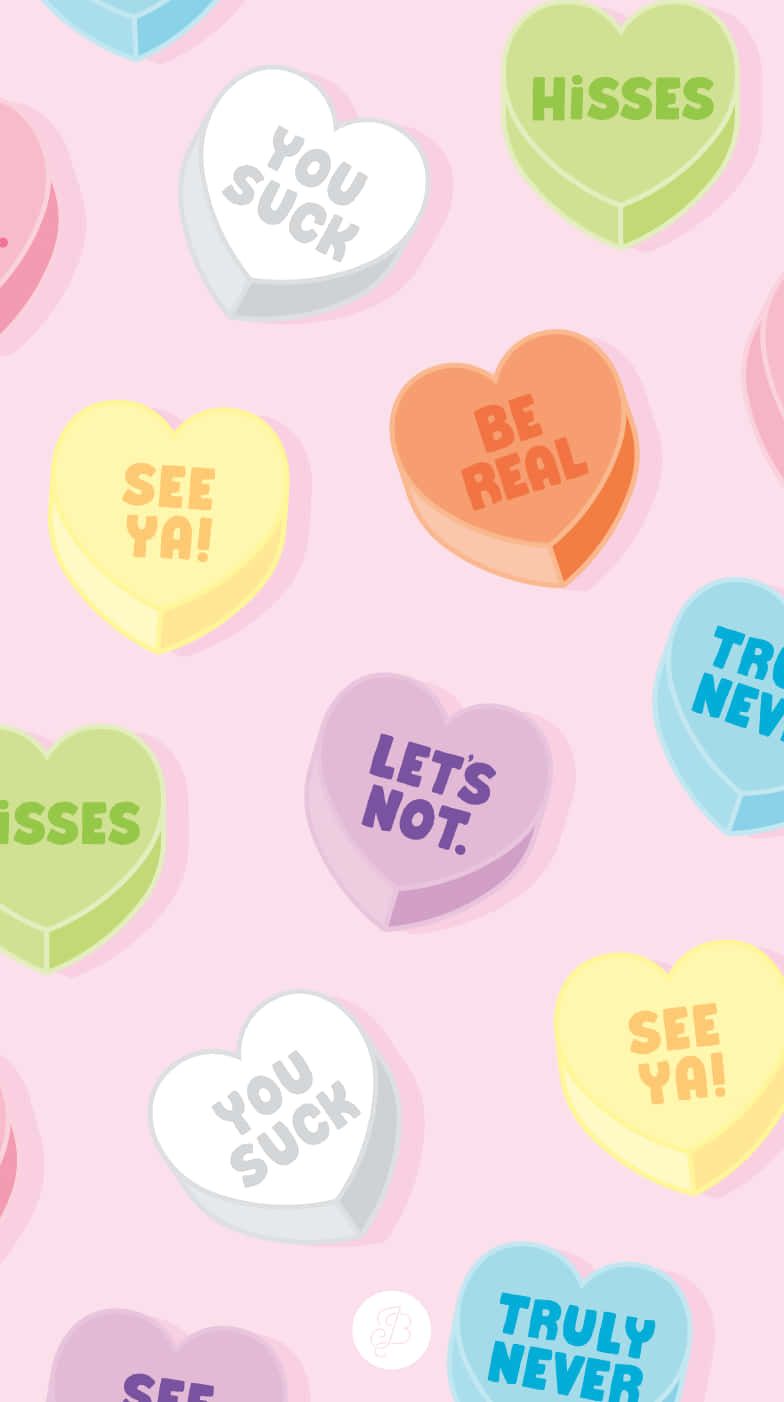 Tác phẩm nghệ thuật số kẹo hình trái tim phản dễ thương Valentine Hình nền