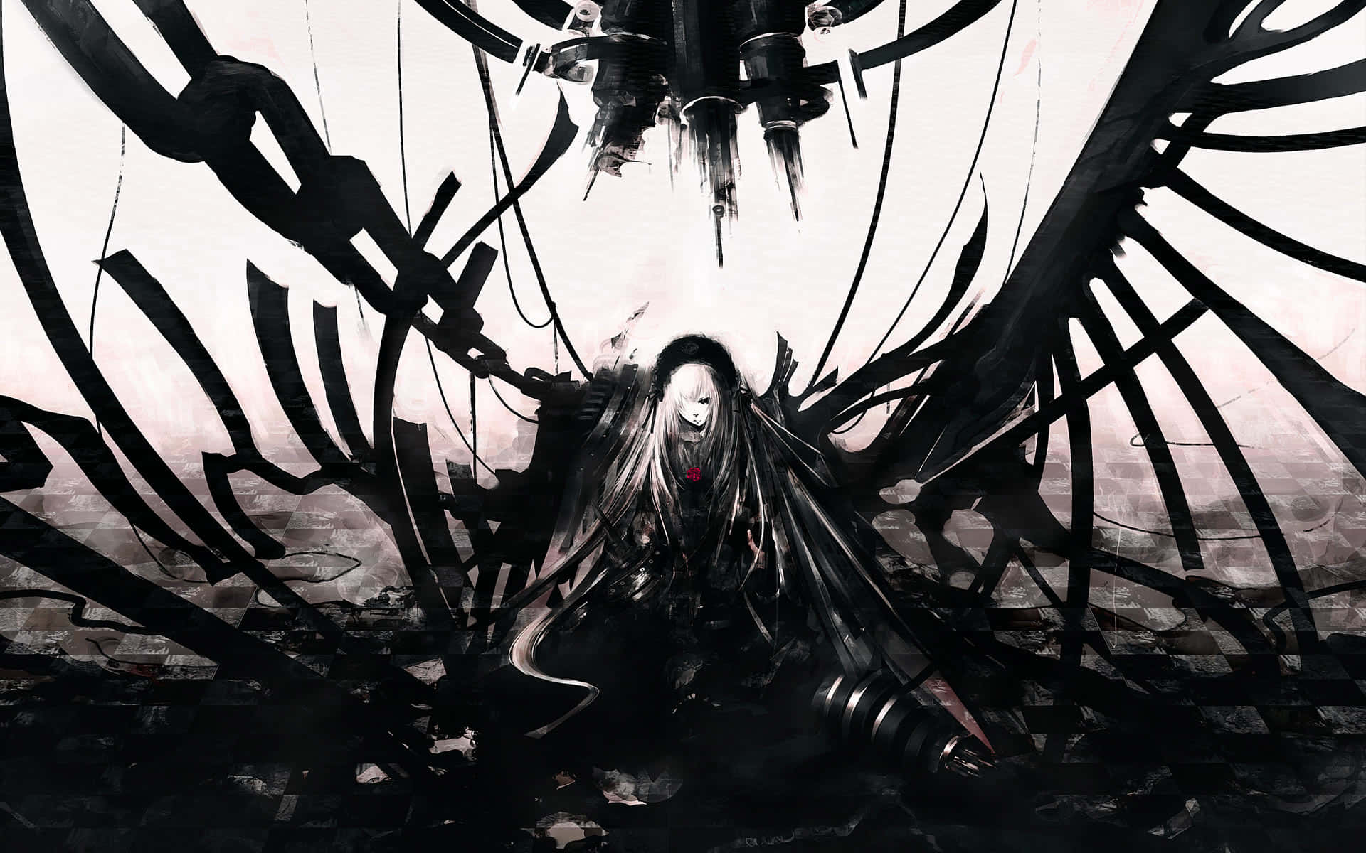 Tác phẩm nghệ thuật anime tối tăm mô tả bầu không khí bí ẩn và ám ảnh Hình nền