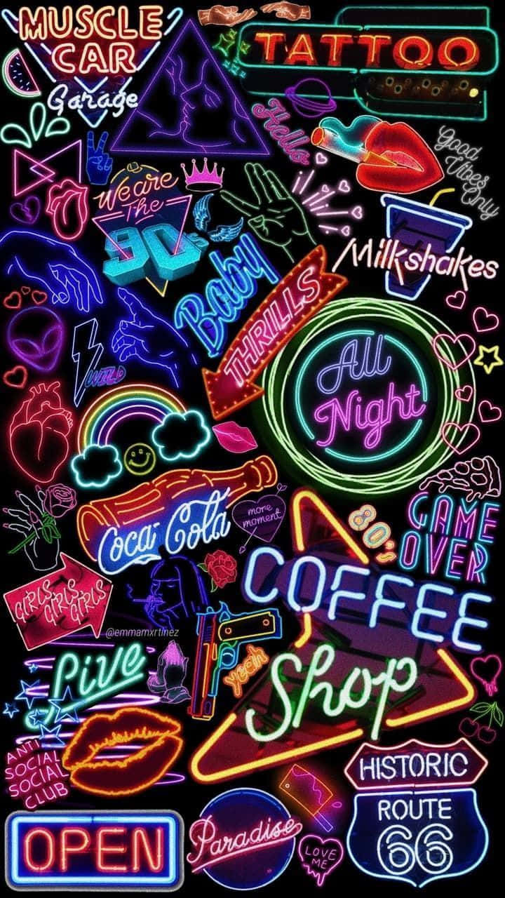 Tận hưởng ánh đèn neon huyền ảo của màn đêm. Hình nền