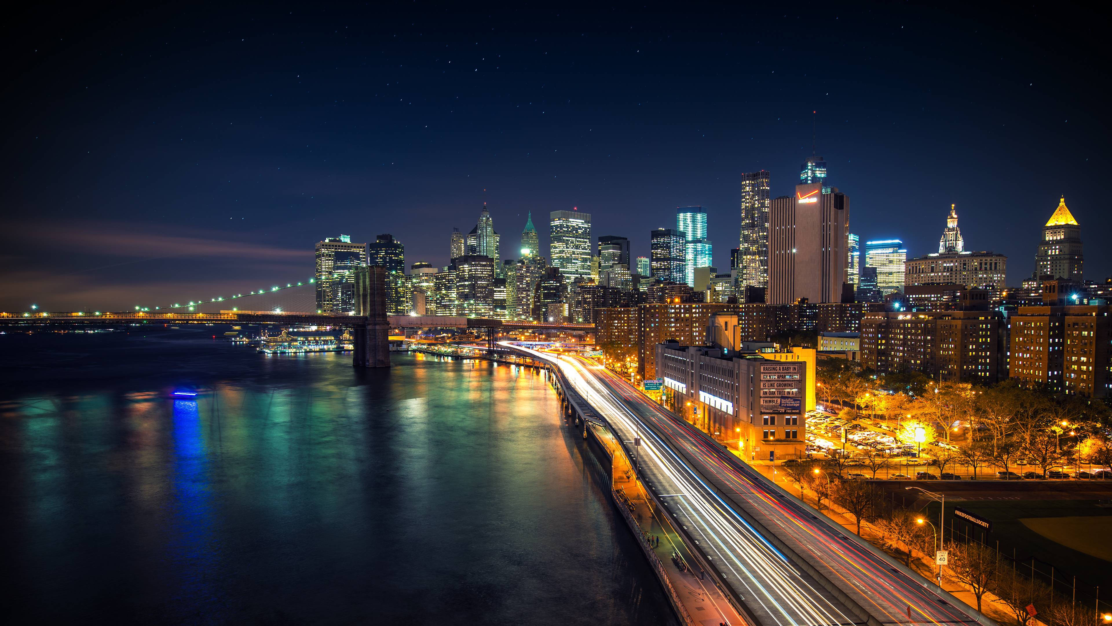 Tận hưởng ánh đèn rực rỡ của Thành phố New York Hình nền