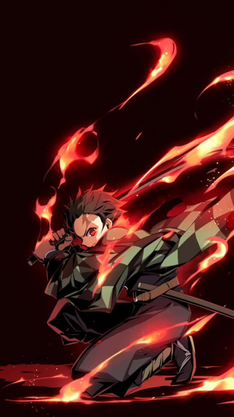 Tanjiro Kamado Dễ Thương Với Ngọn Lửa Trong Demon Slayer Hình nền
