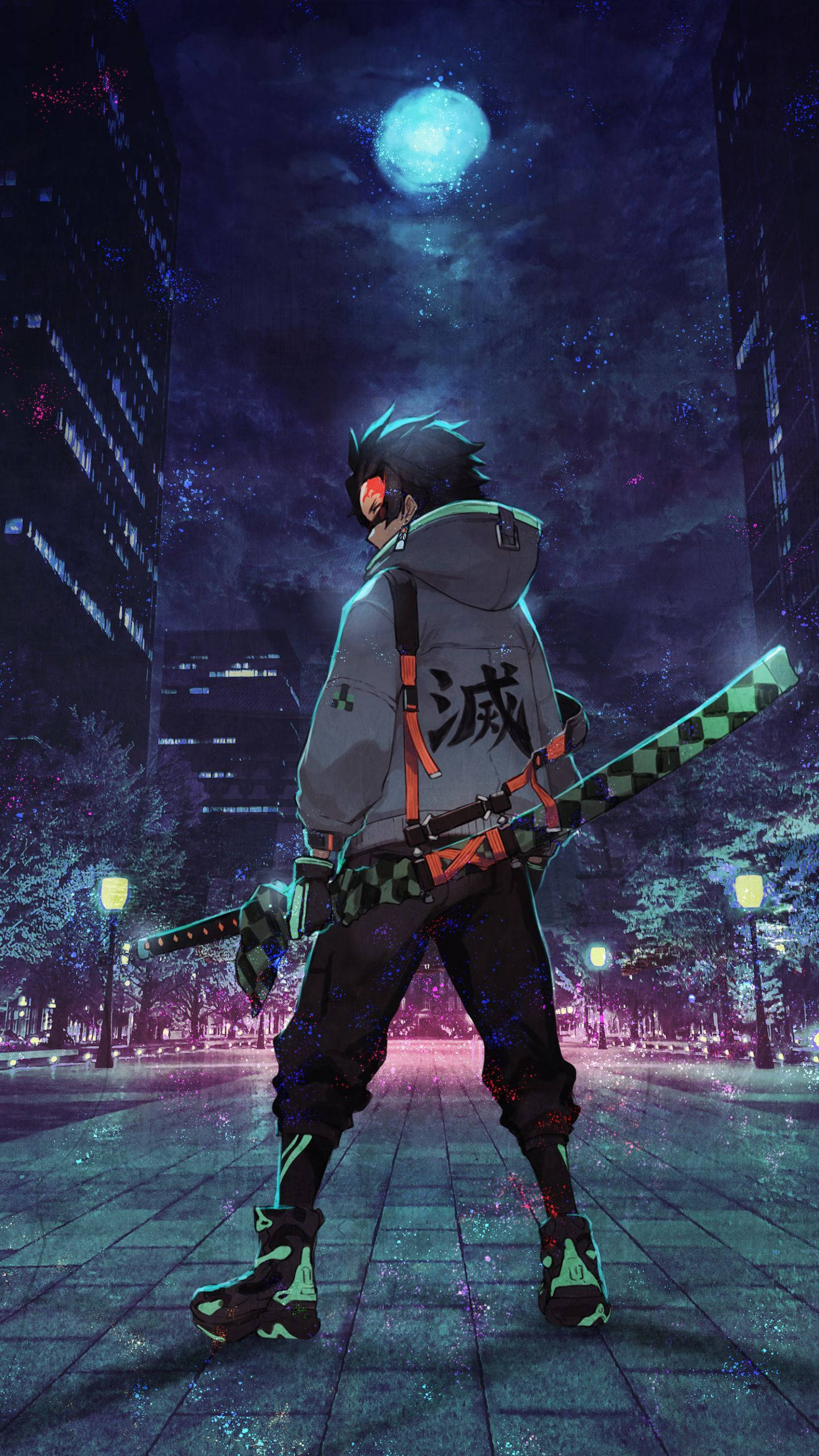 Tanjiro Kiếm Xanh Demon Slayer cho iPhone Hình nền