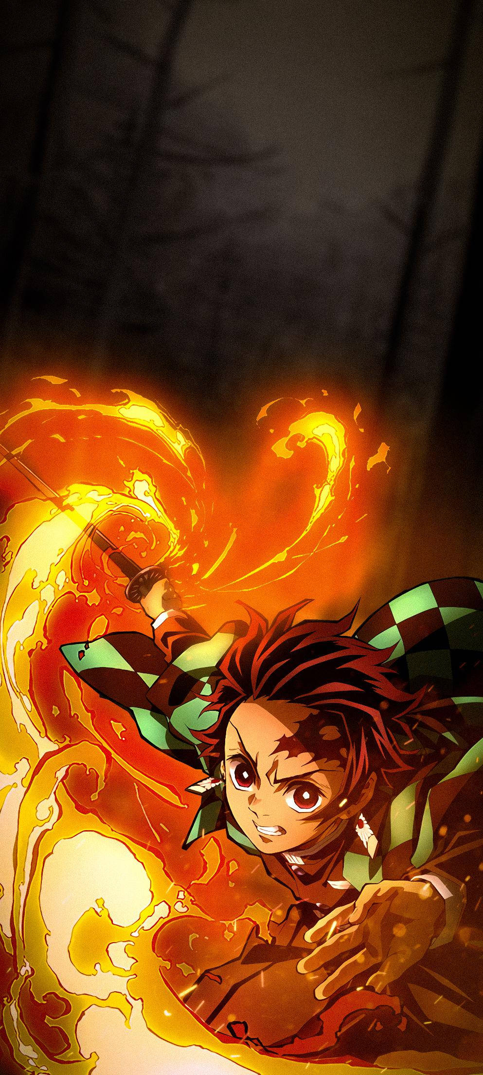 Tanjiro Trong Lửa Demon Slayer iPhone Hình nền