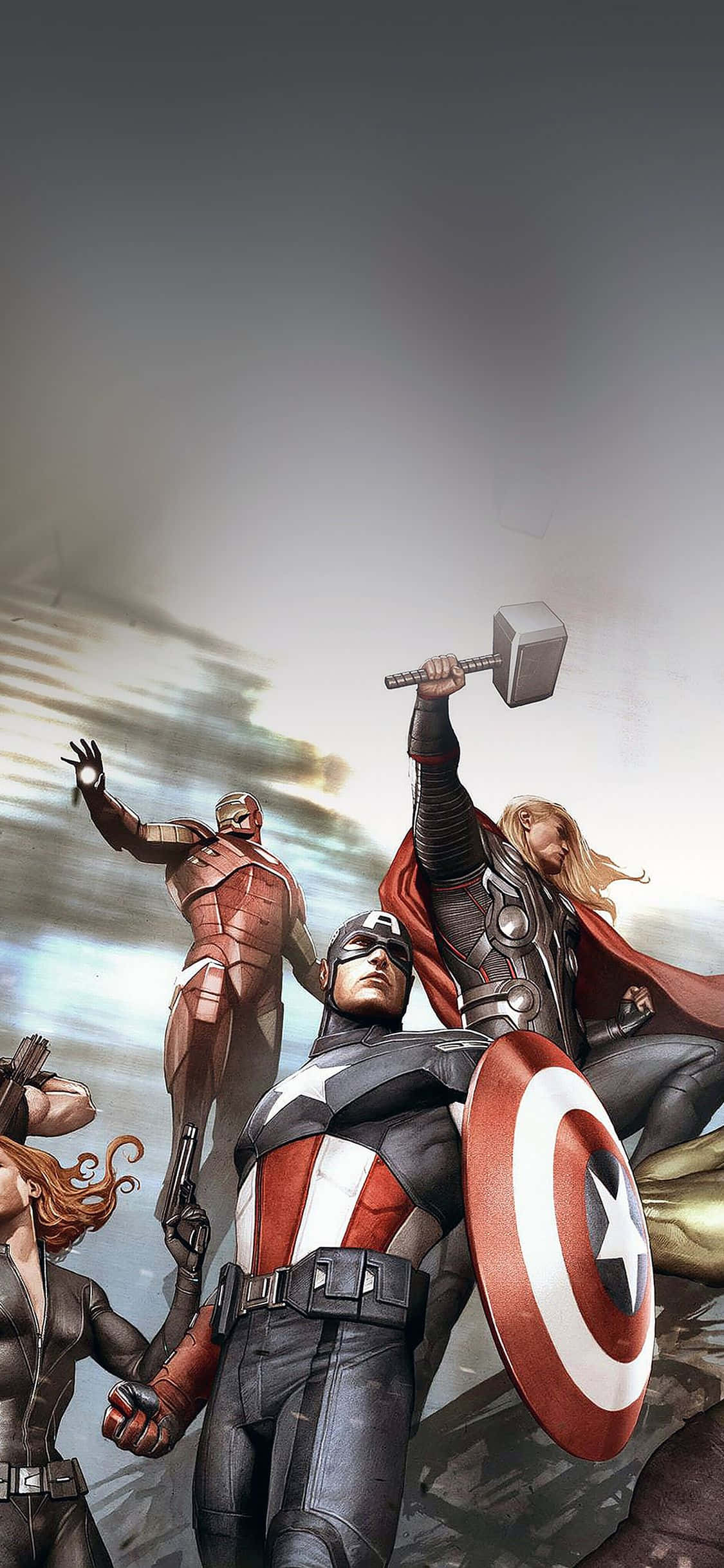 Tập hợp các anh hùng của Trái Đất với iPhone Xs Marvel's Avengers mới. Hình nền
