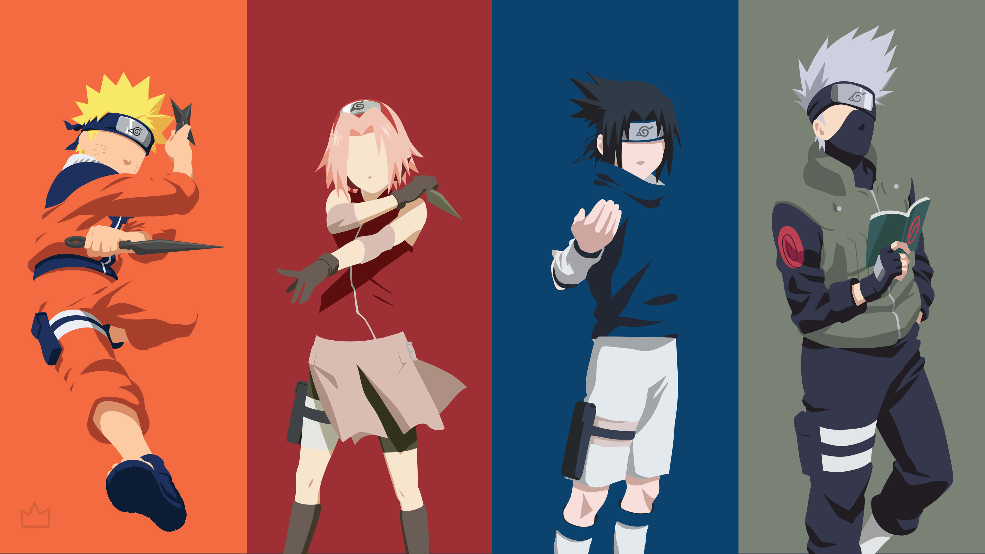 Team 7 - Naruto, Sasuke, Sakura, Kakashi và Rock Lee Hình nền