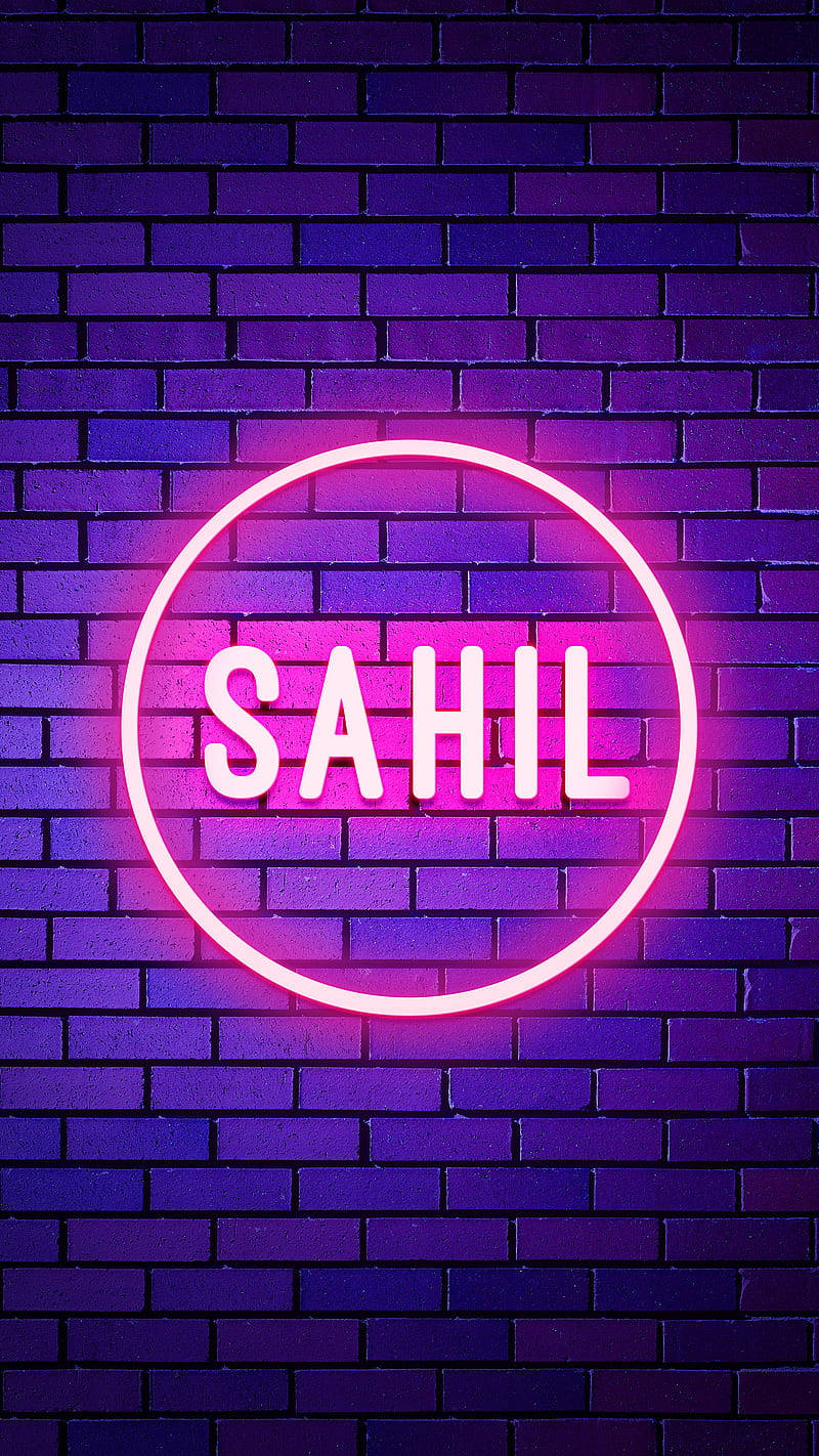 Tên Sahil phát sáng neon Hình nền