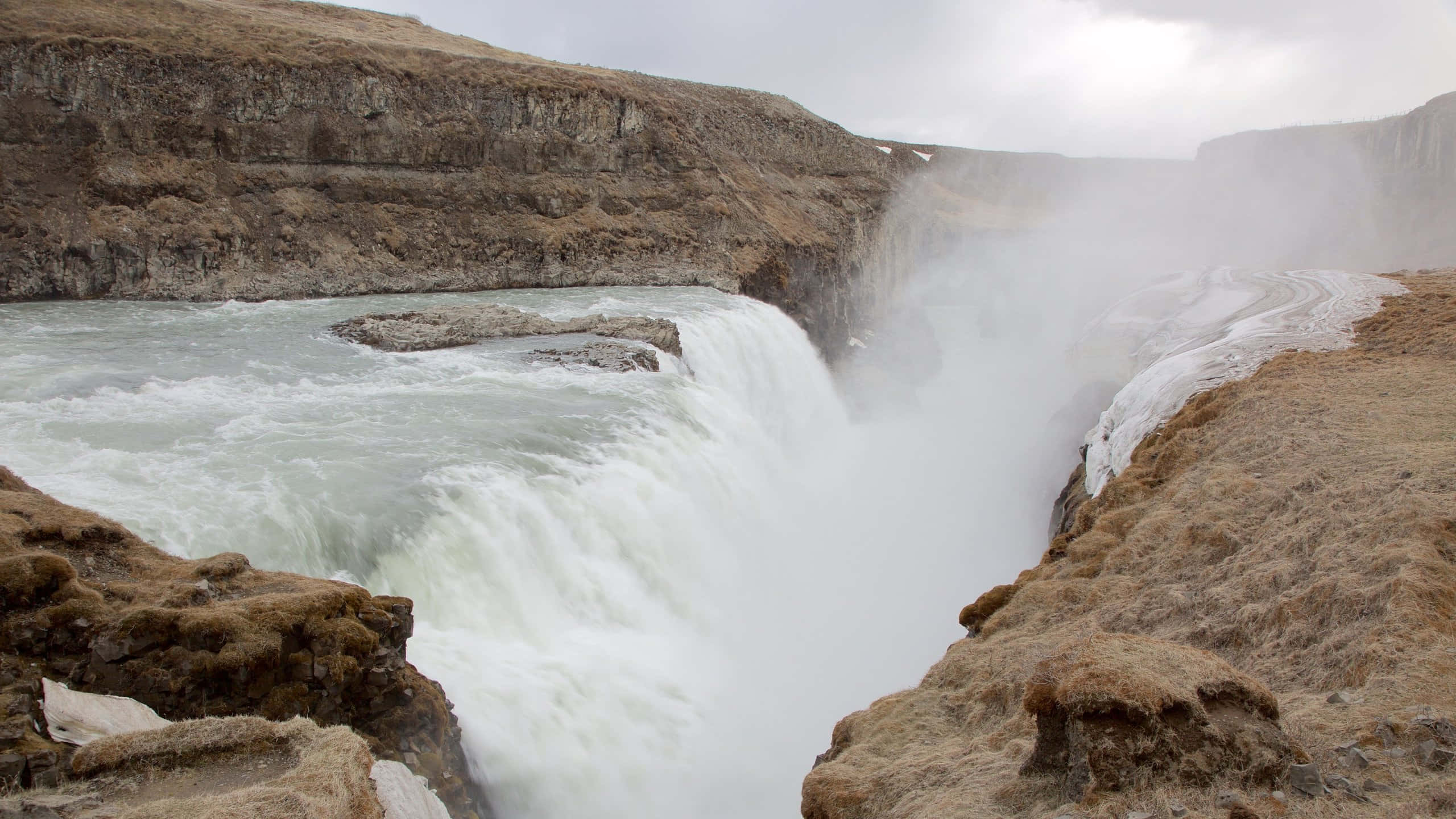 Thác Gullfoss Bốc Hơi Ở Tây Nam Iceland Hình nền