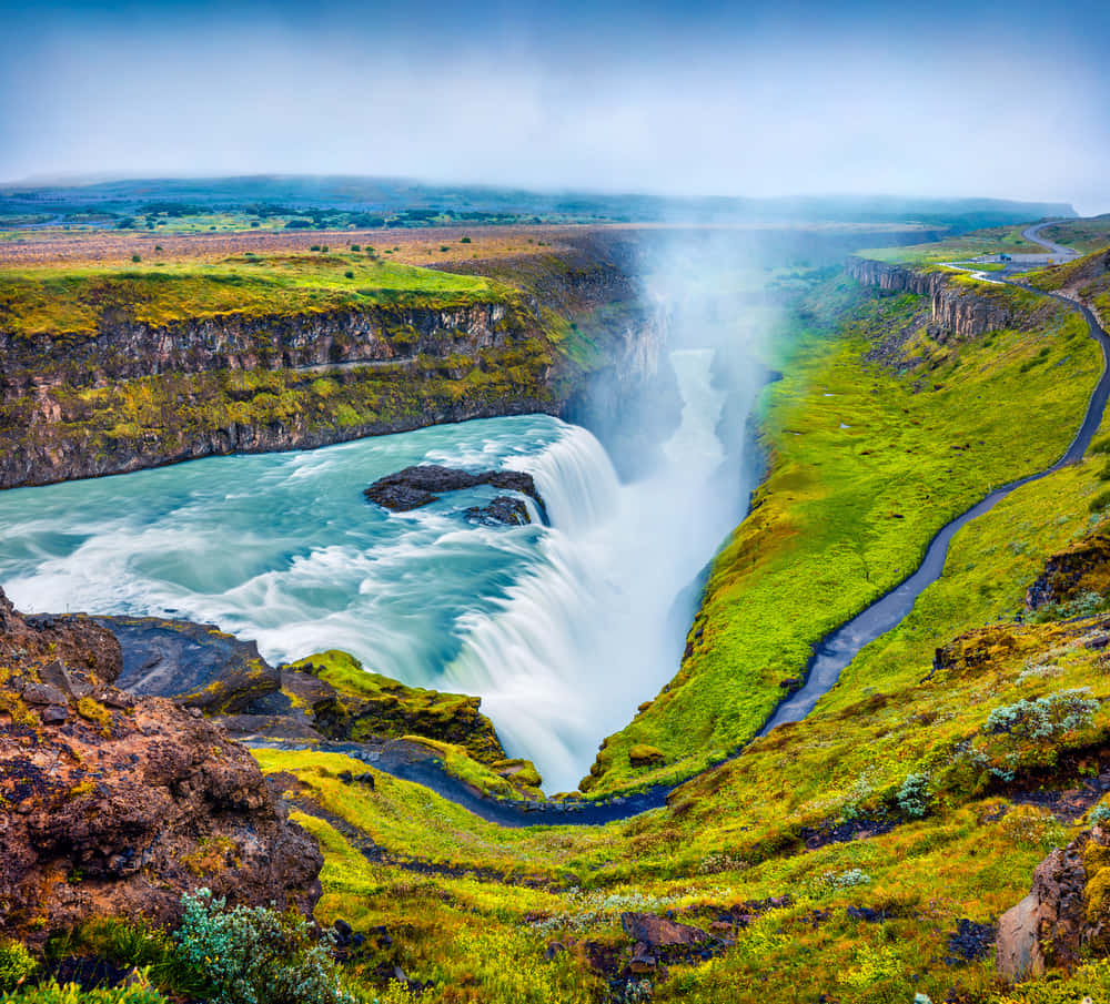 Thác Gullfoss huyền ảo ở Tây Nam Iceland Hình nền