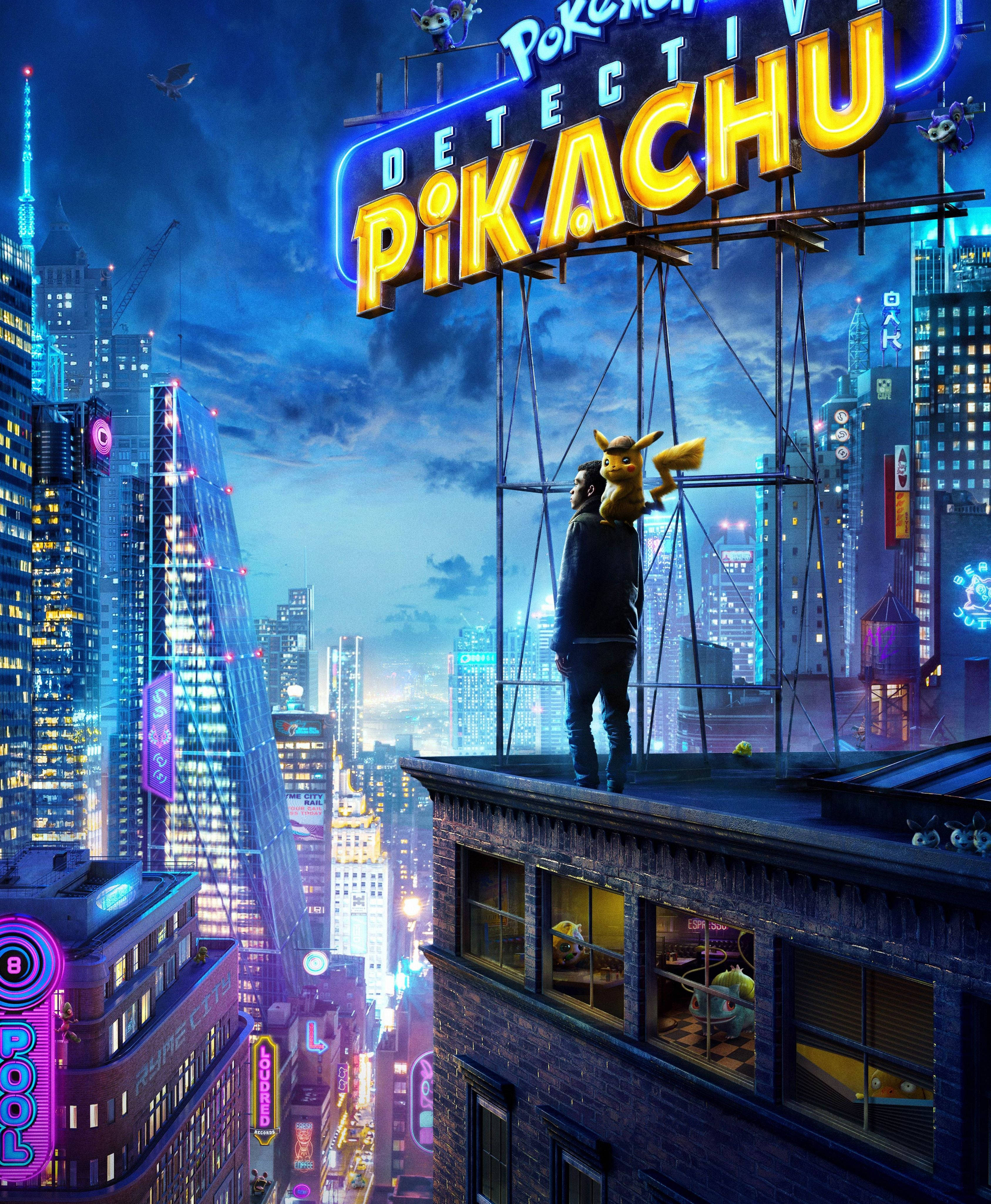 Thám Tử Pikachu Và Người Đàn Ông Trên Mái Nhà Hình nền