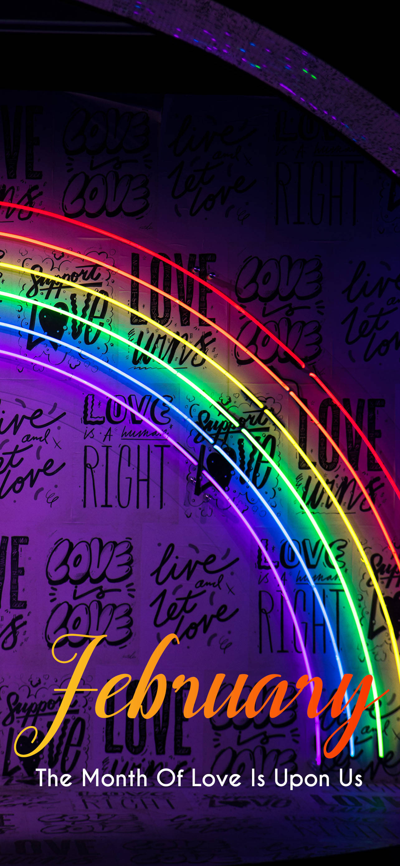 Tháng Hai Với Cầu Vồng Neon Hình nền