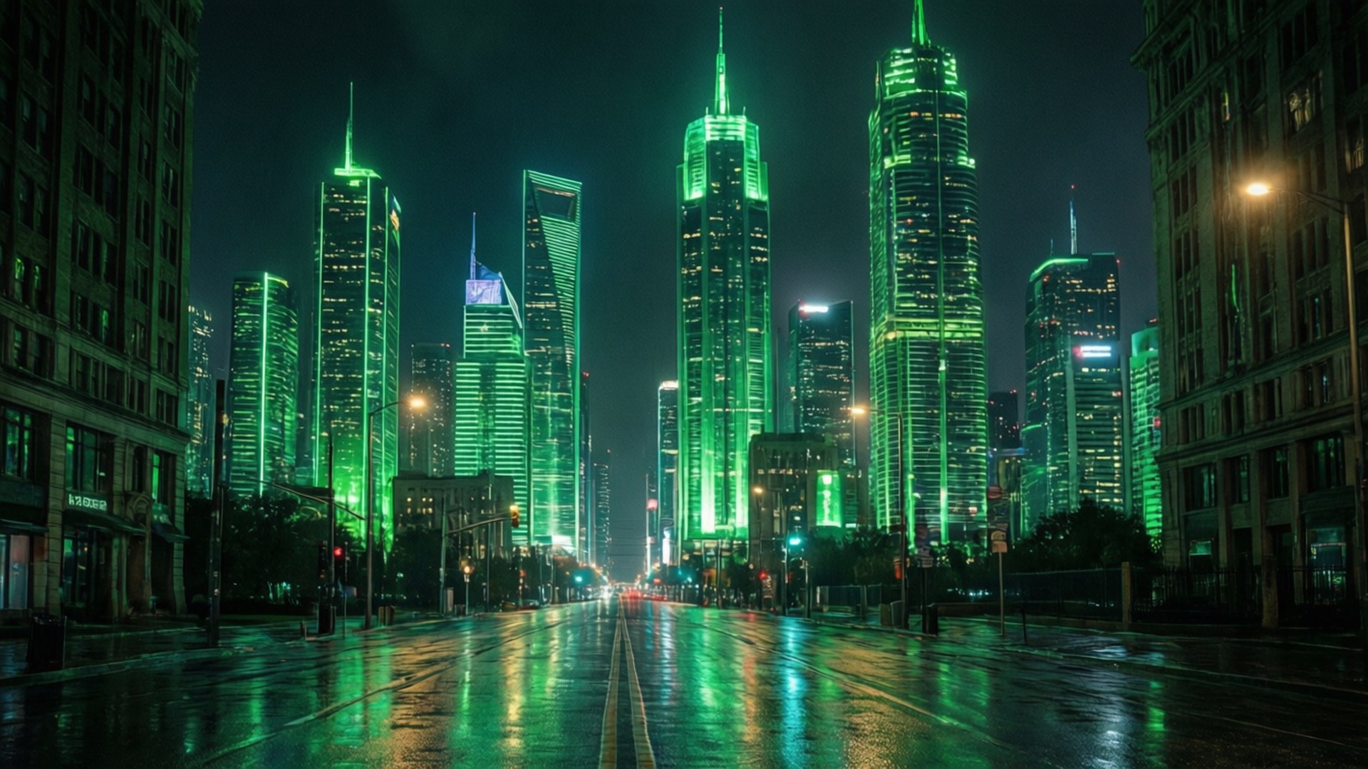 Thành phố Neon về đêm Hình nền