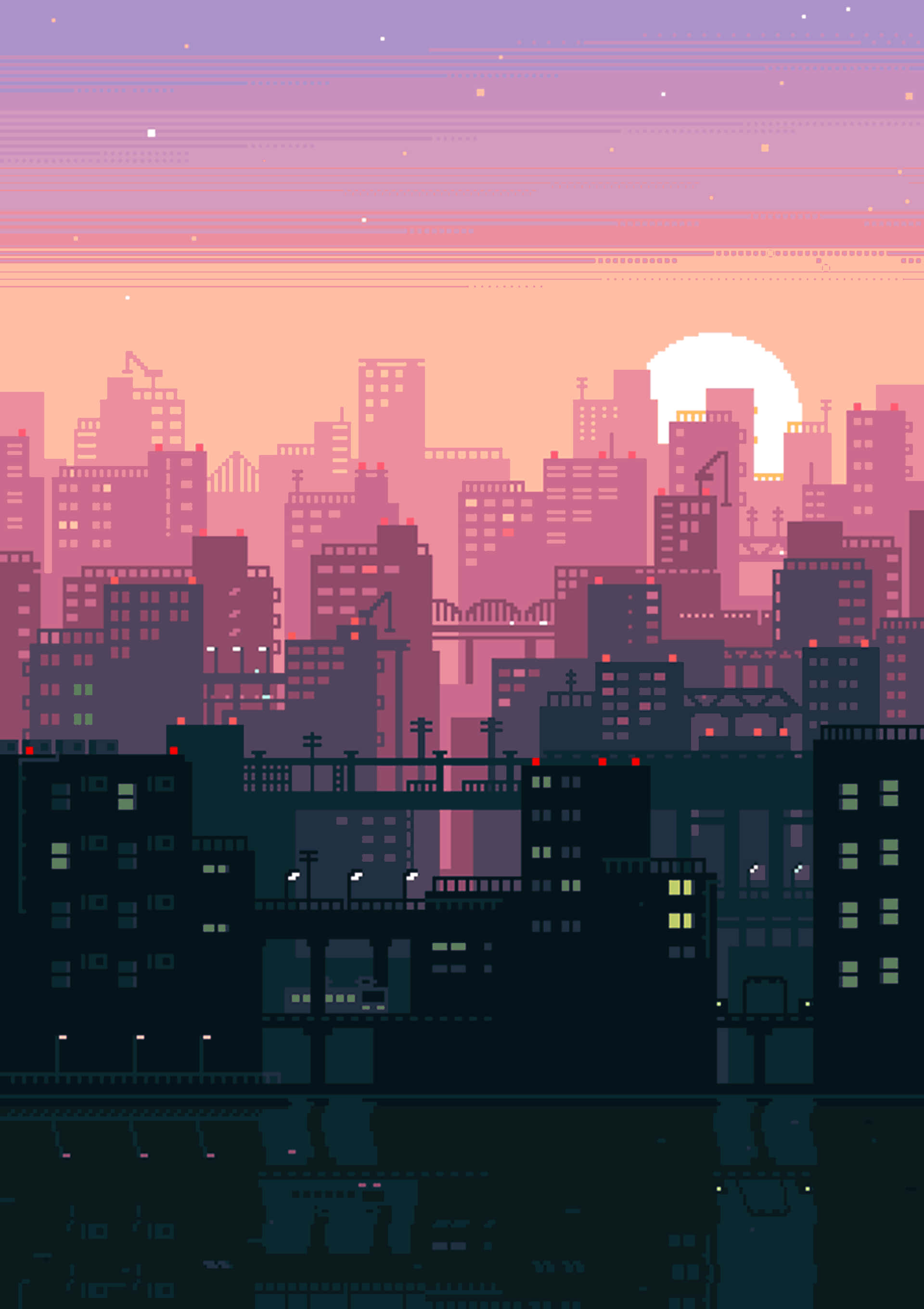 Thành phố Nghệ thuật Pixel Lo Fi Hình nền