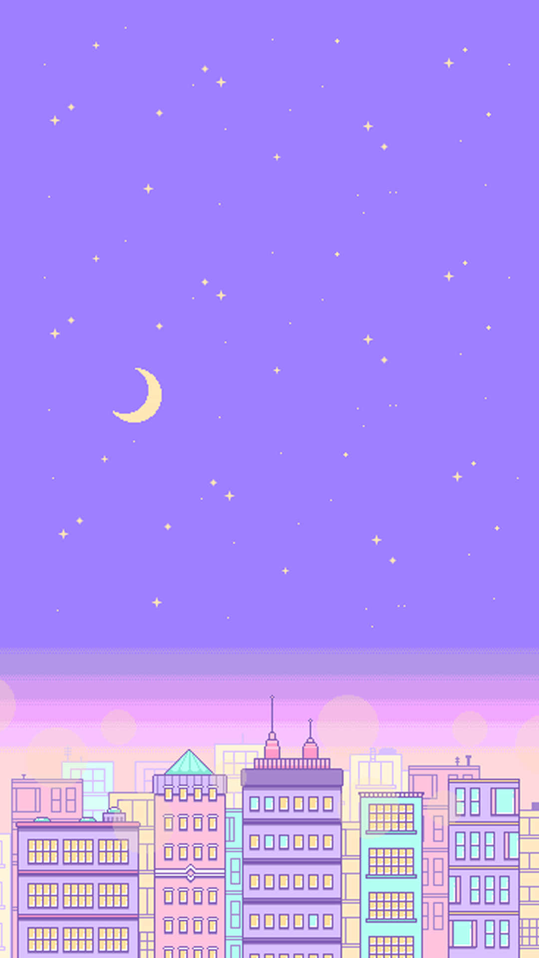 Thành phố Pixel Dễ Thương Tím Thẩm Mỹ — Tím aesthetic GIF Hình nền