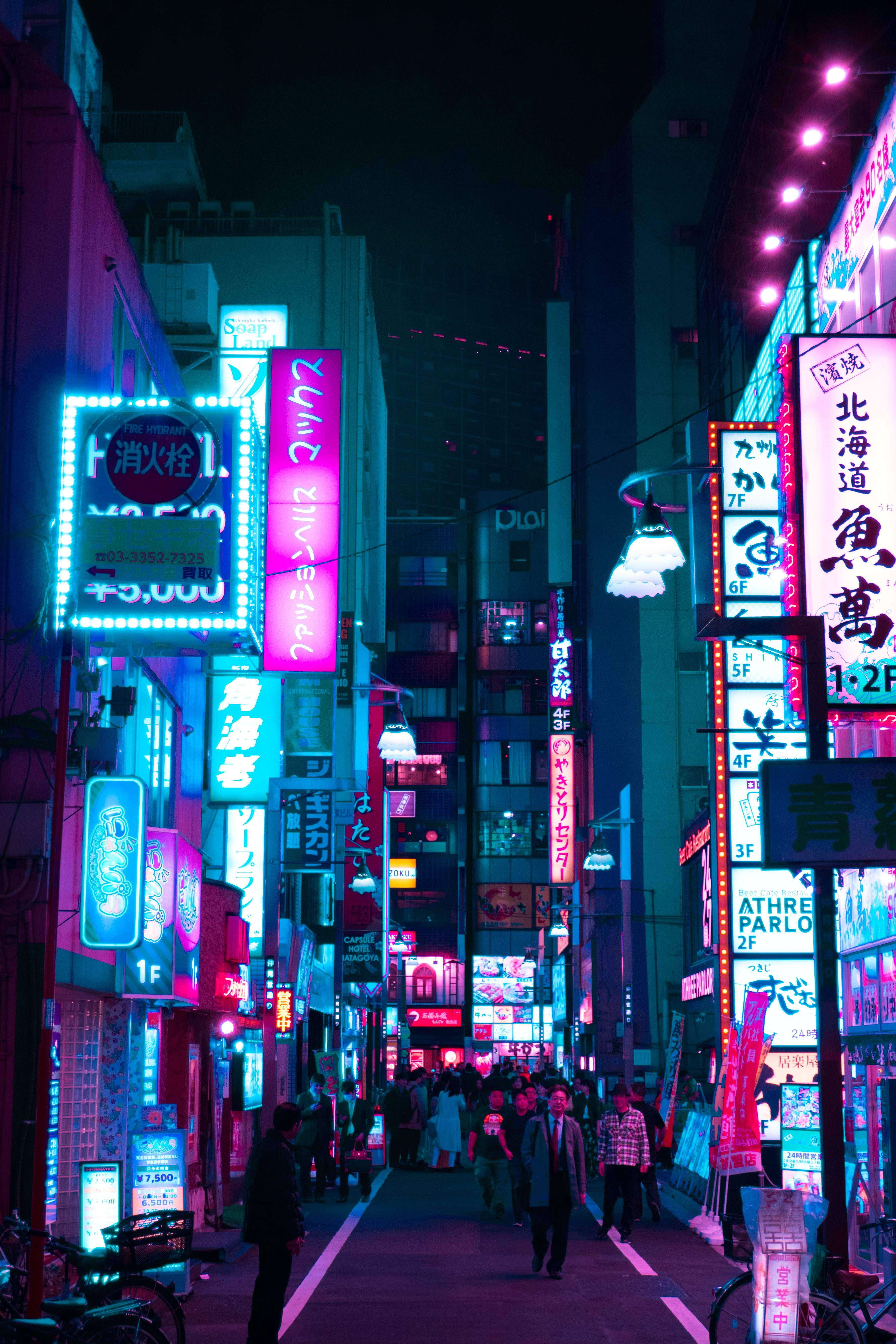 Phố Tokyo Neon Đậm Chất Thẩm Mỹ Hình nền