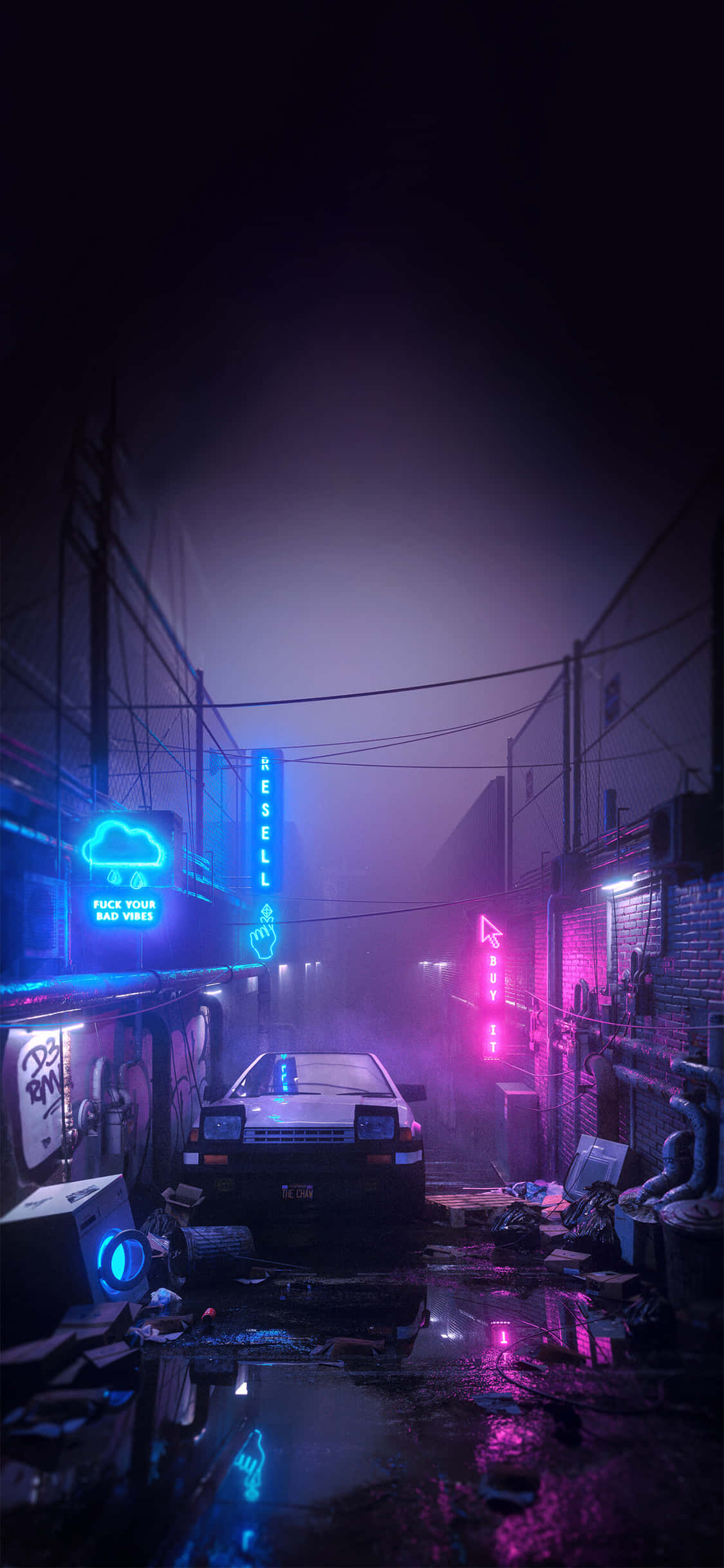 Thành phố Tương lai Về đêm - Phong cảnh Đô thị Cyberpunk Hình nền