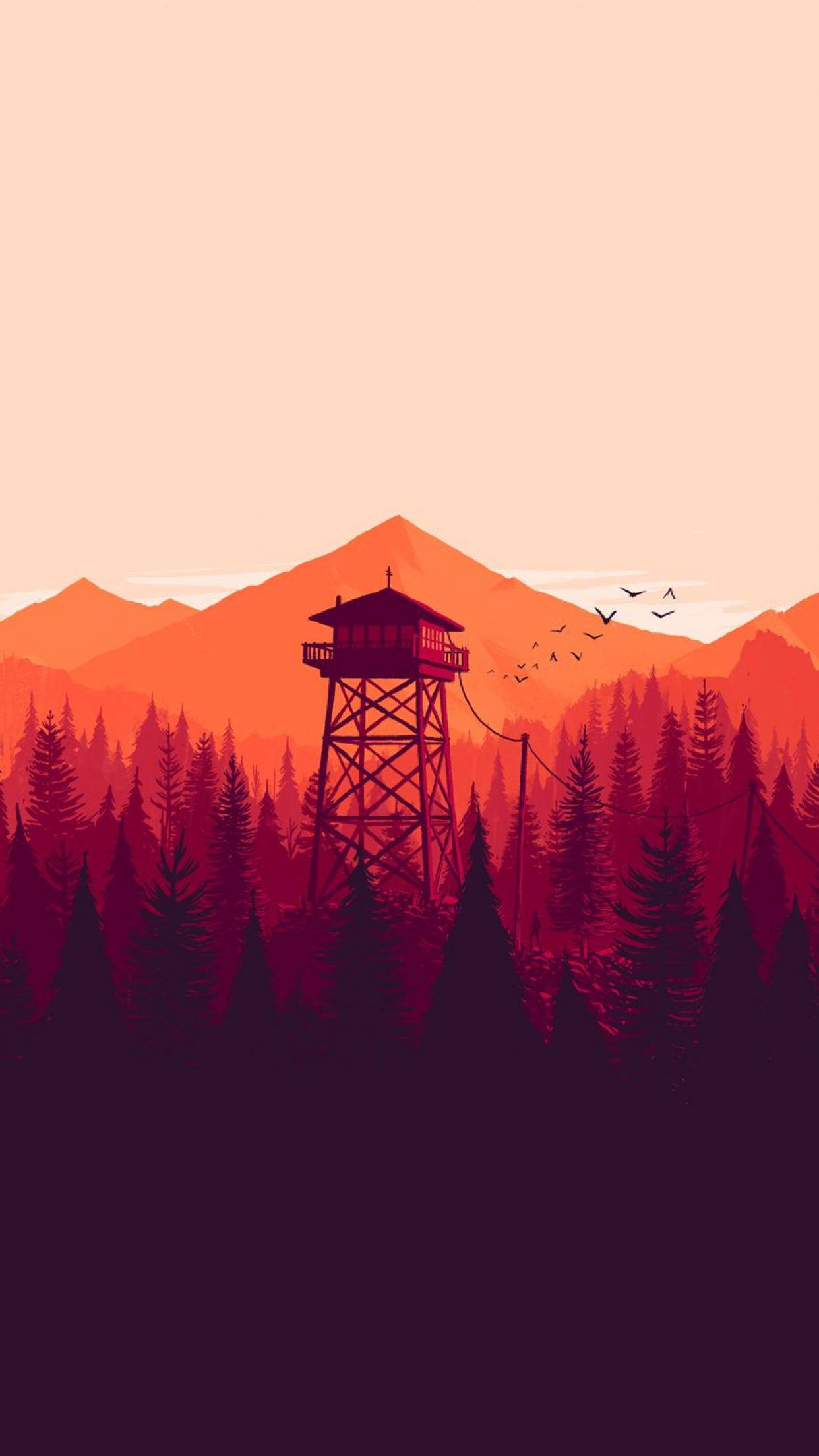 Tháp canh trong rừng Indie Phone Hình nền