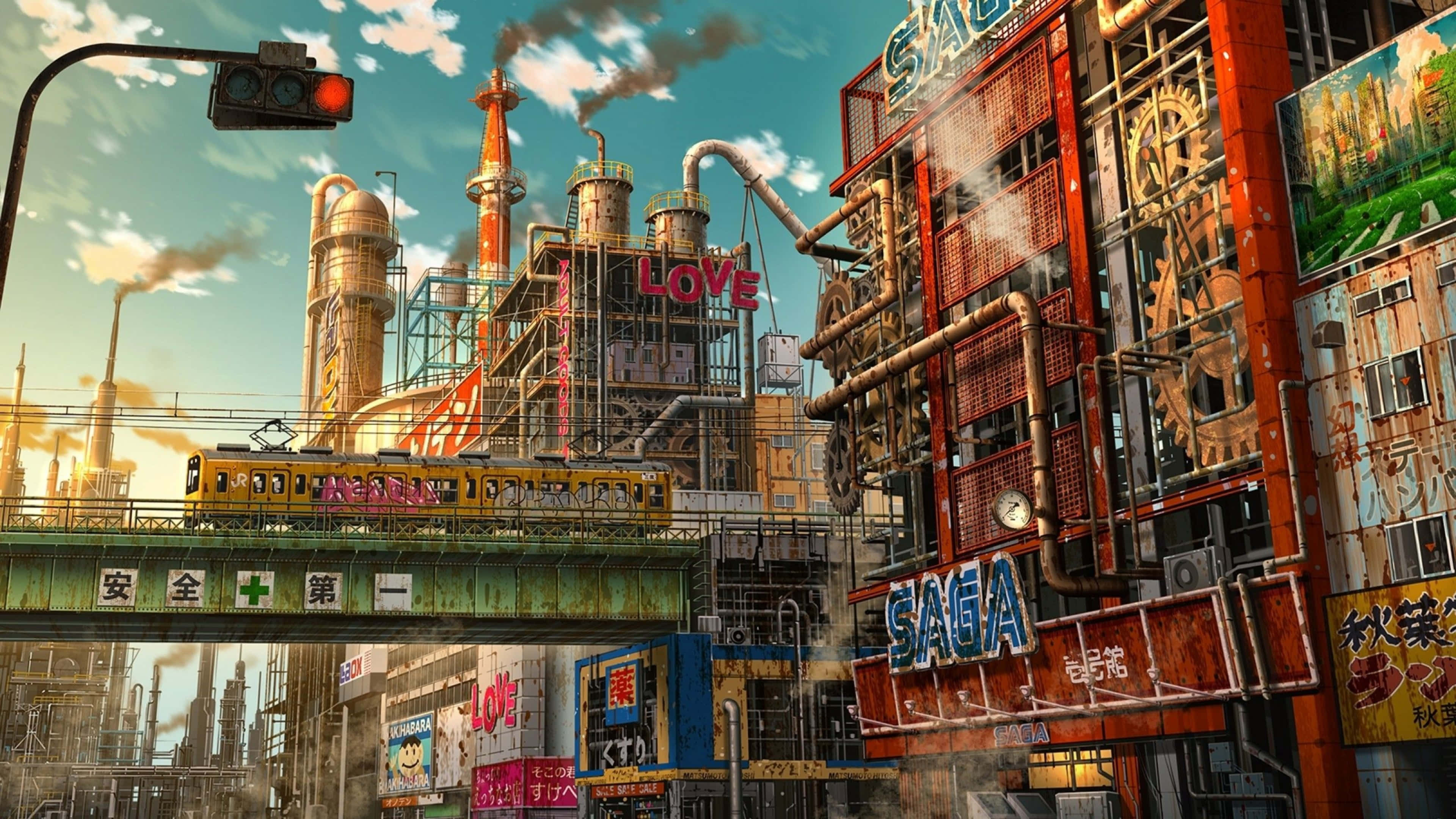 Thắp sáng thành phố Tokyo với nghệ thuật Anime 4K Hình nền