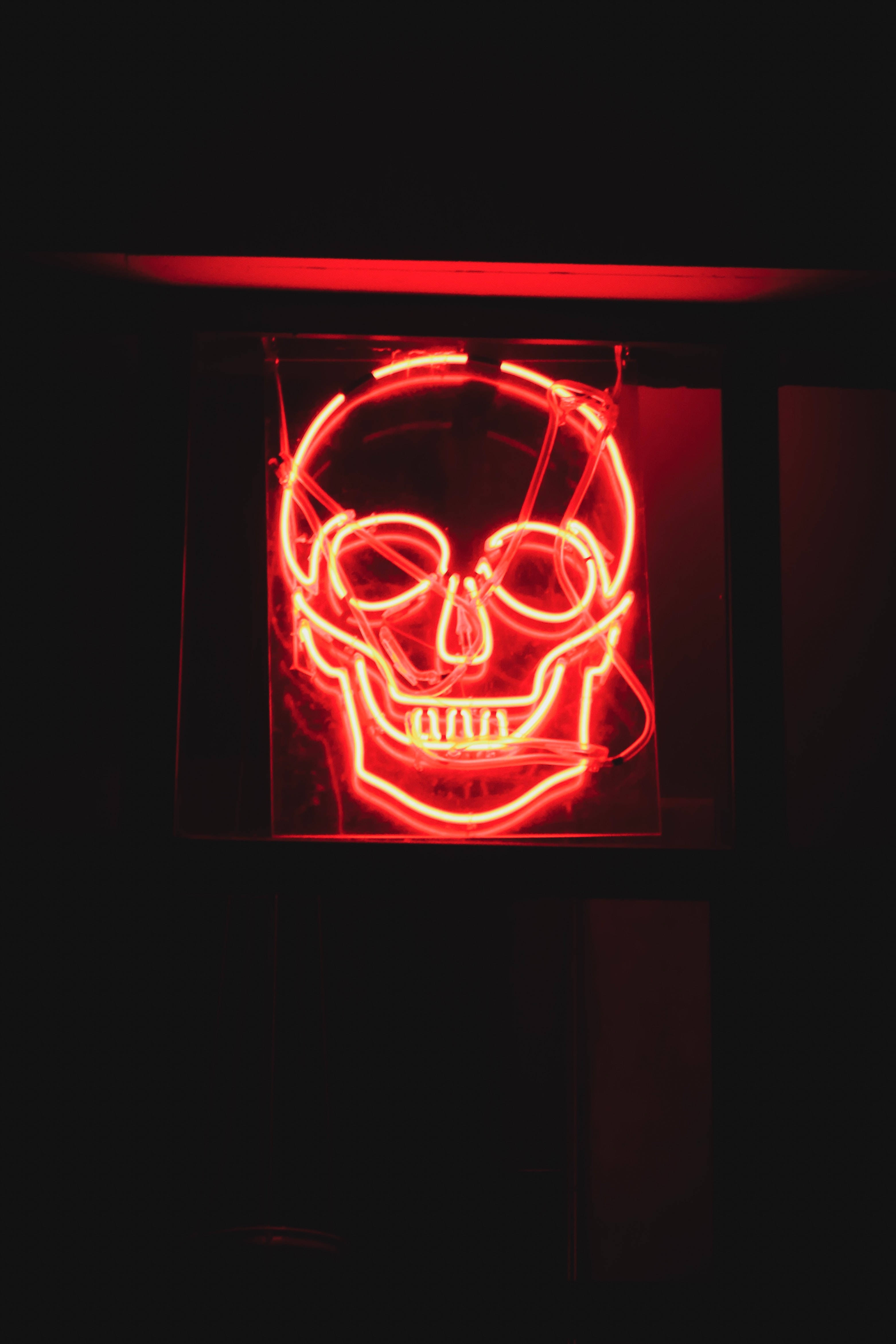 Thắp sáng thế giới của bạn với một đầu lâu neon Hình nền
