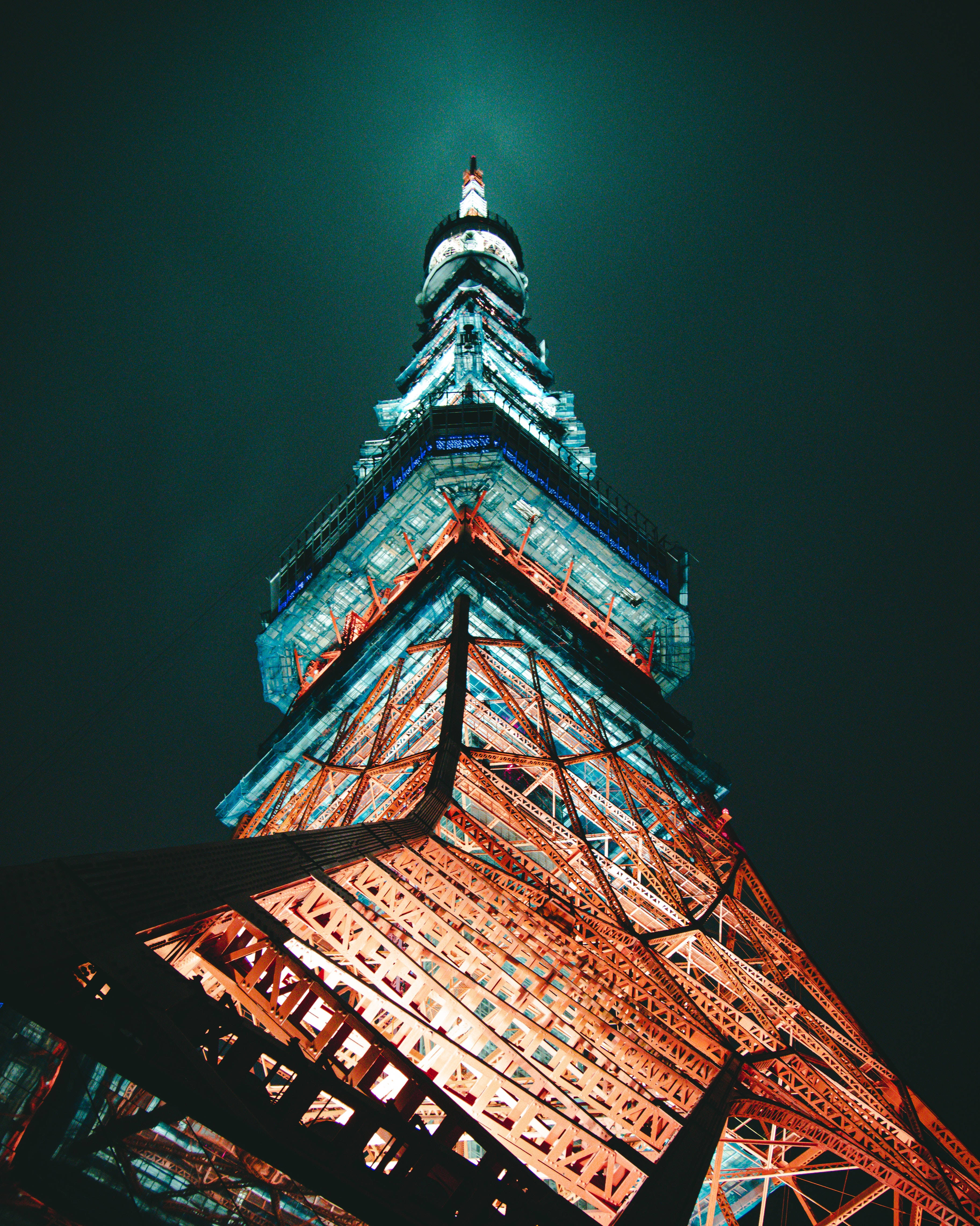 Tháp Tokyo Ánh Sáng Xanh Đỏ Hình nền