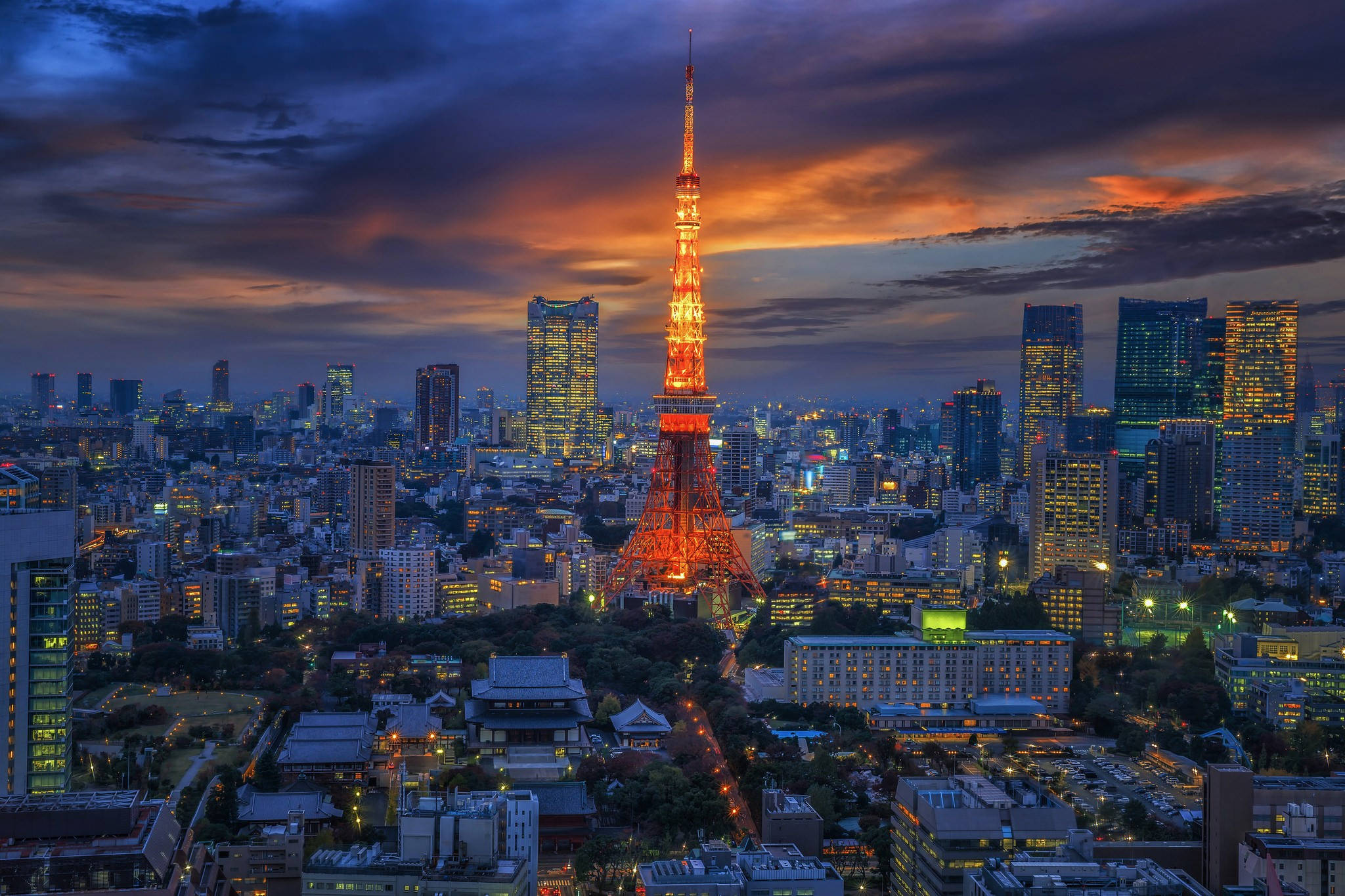 Tháp Tokyo Đỏ Cam Hình nền