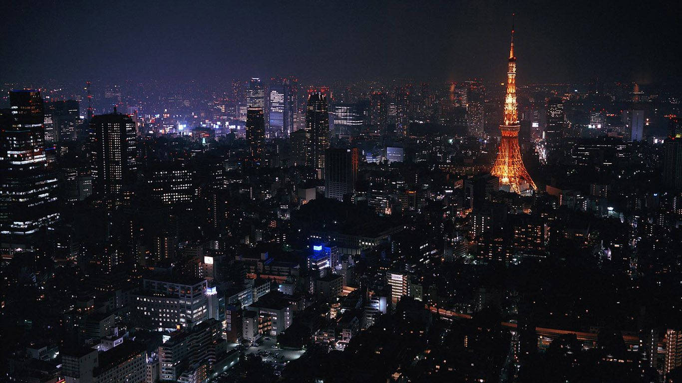 Tháp Tokyo rực sáng về đêm Hình nền