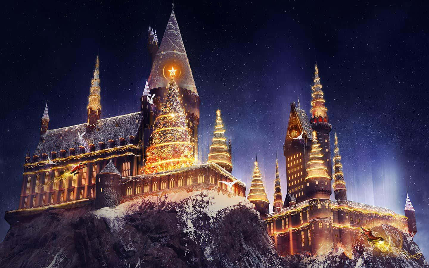 Thế giới Phù thủy Harry Potter với Chủ đề Giáng sinh tại Công viên Giải trí Hình nền