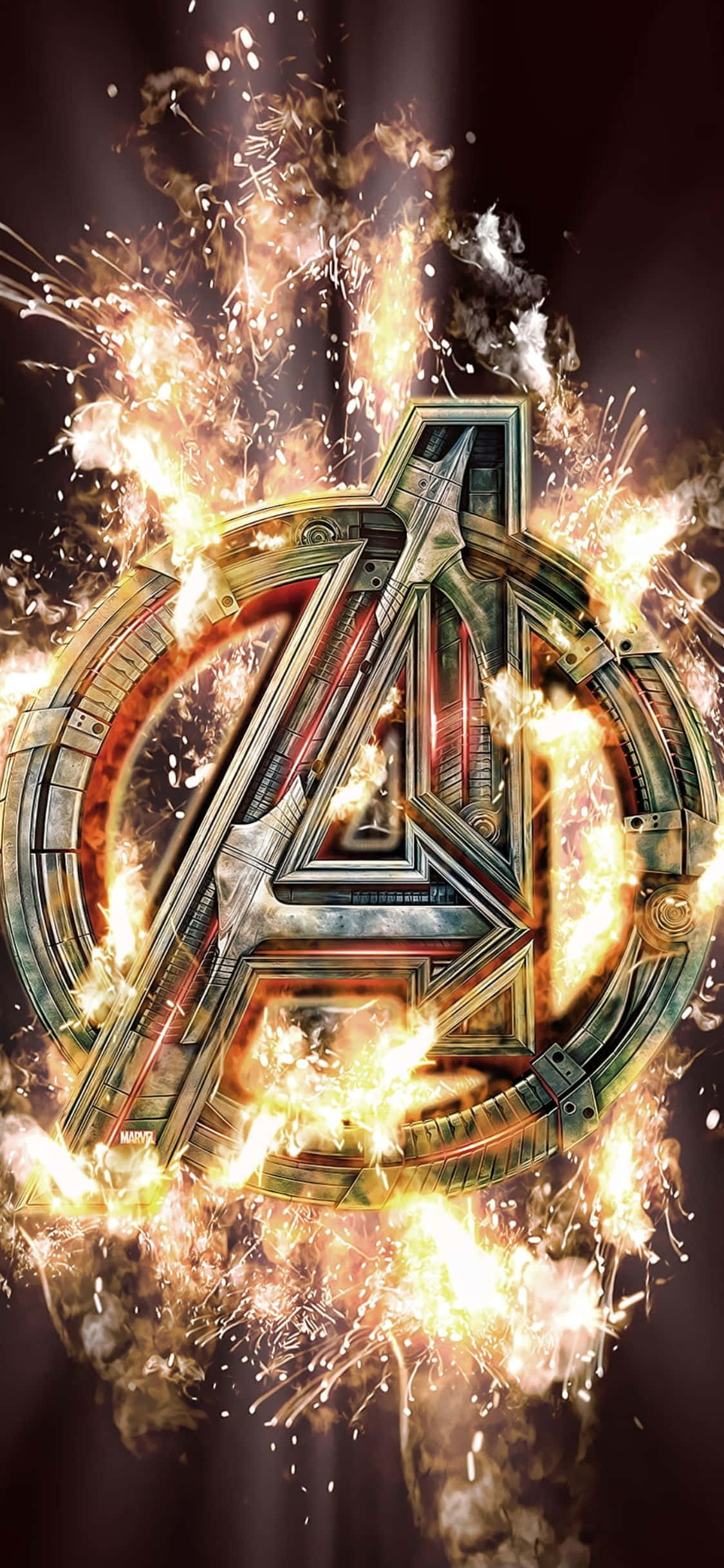 Thiết Kế Logo Kim Loại iPhone XS Hình Nền Avengers Hình nền
