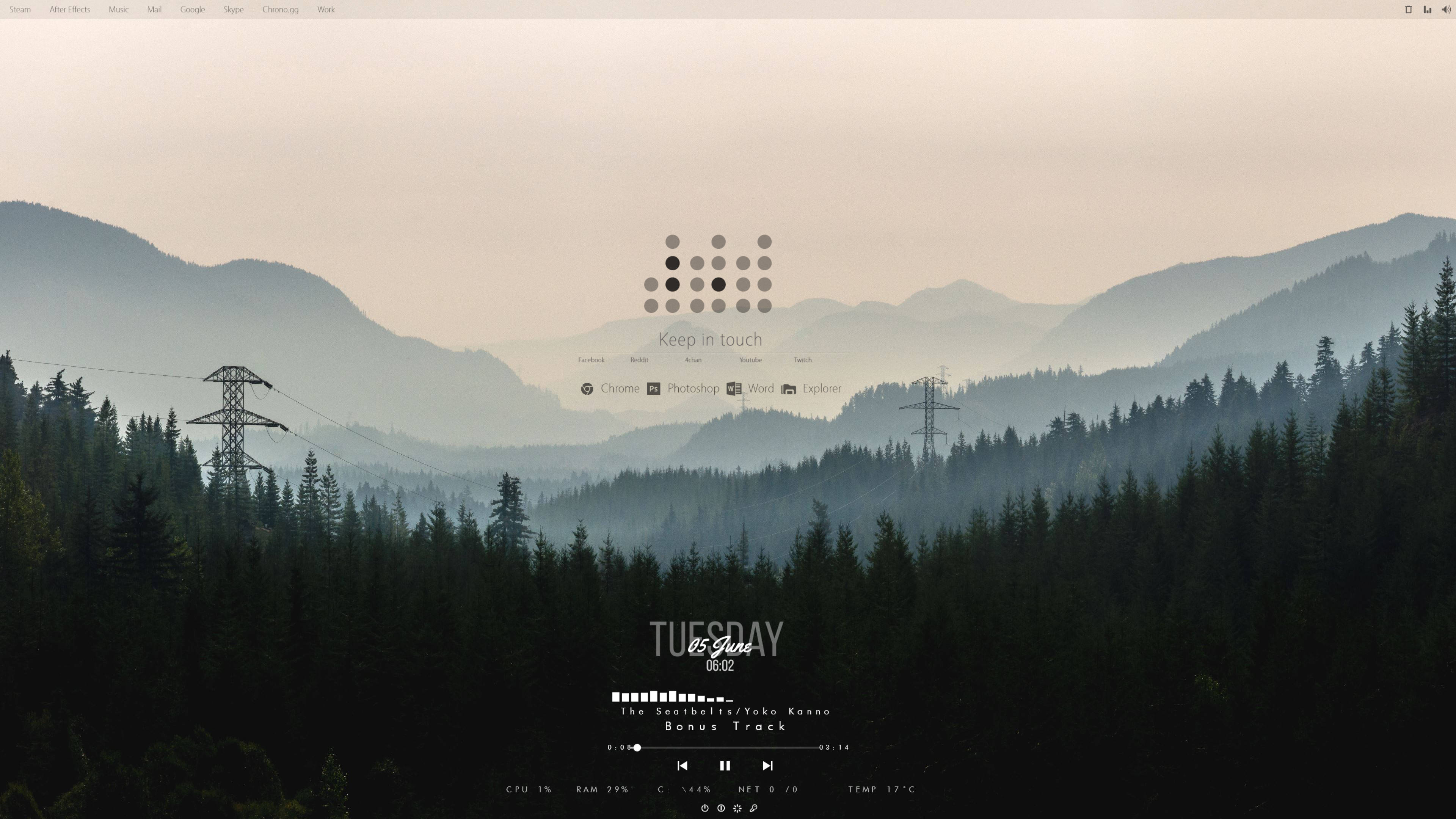 Thiết kế Rainmeter Rừng và Núi Hình nền
