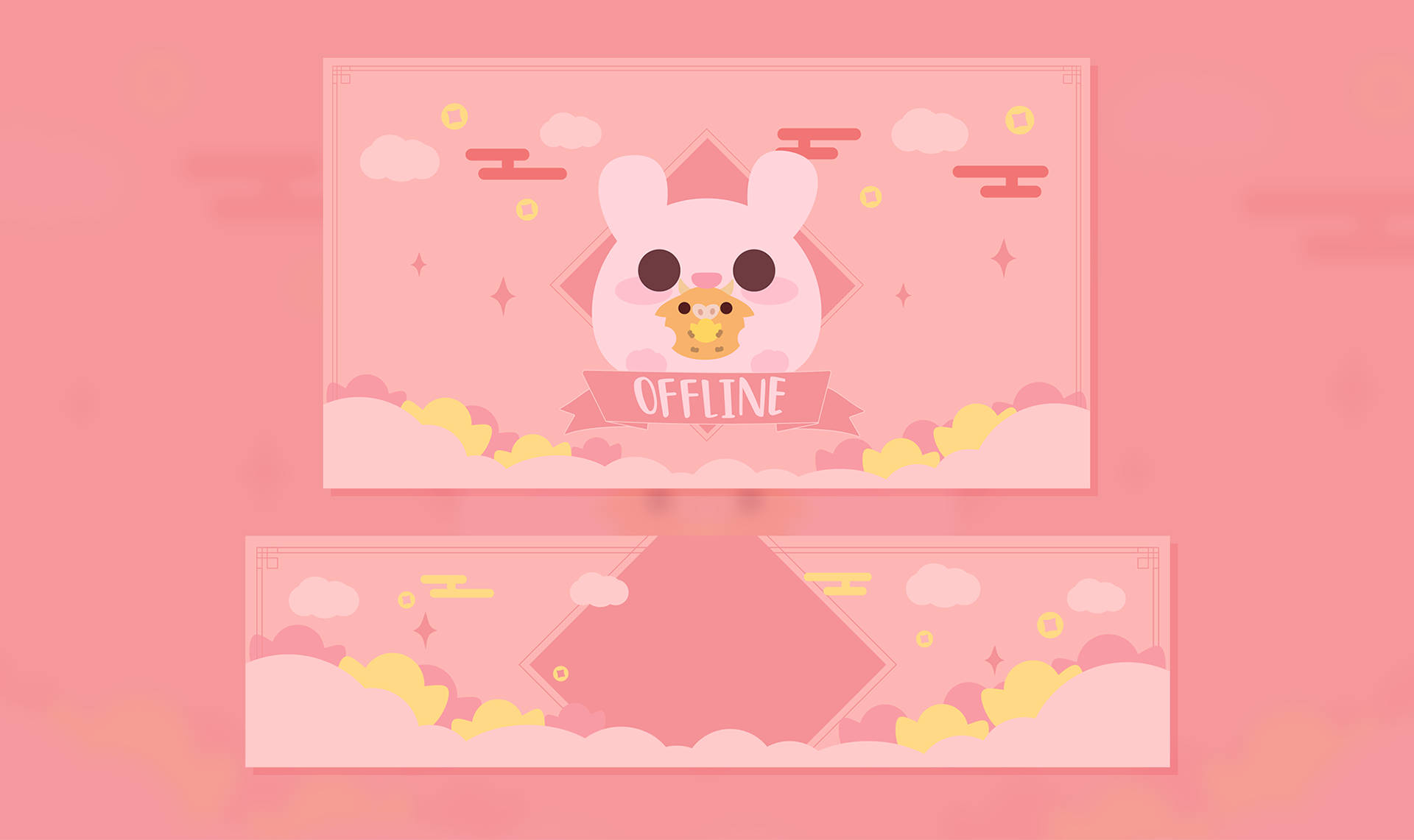 Thiết kế Stream Twitch Thỏ Kawaii Hồng Hình nền