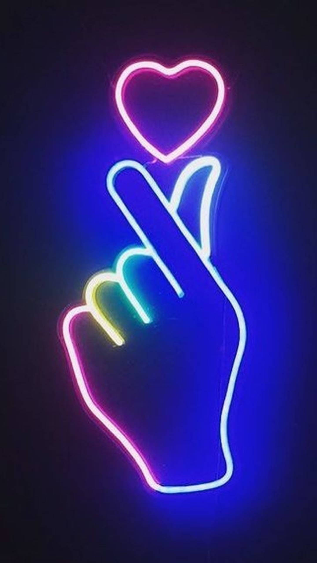 Thiết kế trái tim ngón tay bằng đèn neon Hình nền