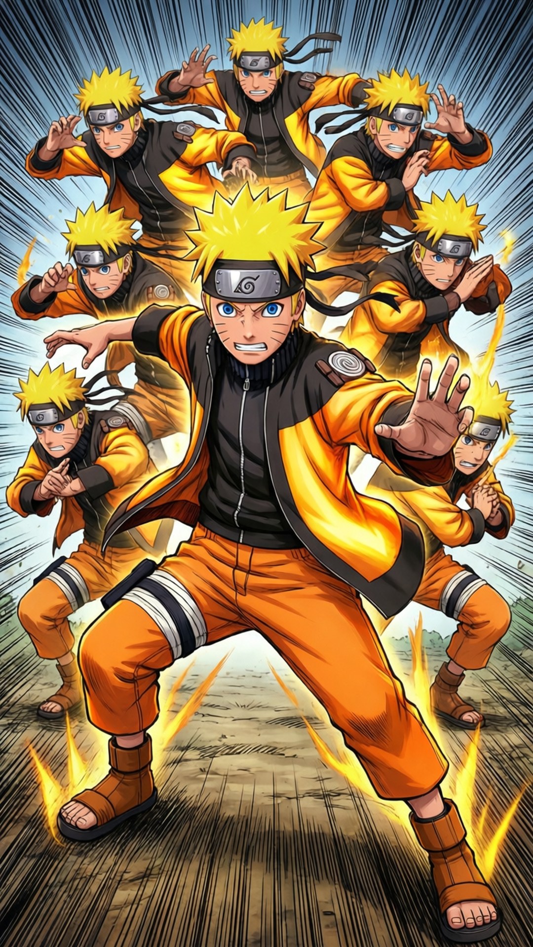Naruto sử dụng thuật Phân Thân Bóng Tối.