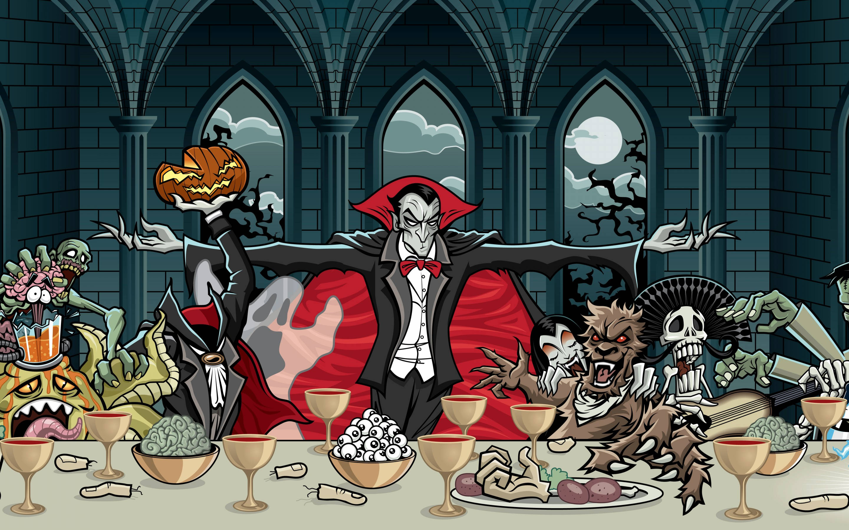Thưởng thức bữa tiệc ma cà rồng rùng rợn trong dịp Halloween Hình nền
