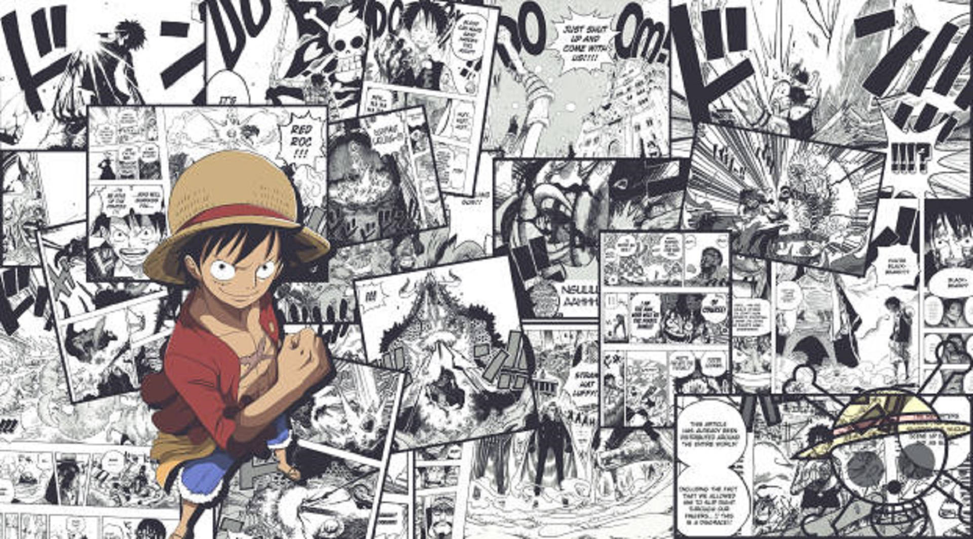Thuyền trưởng hải tặc Luffy trong khung truyện tranh Hình nền